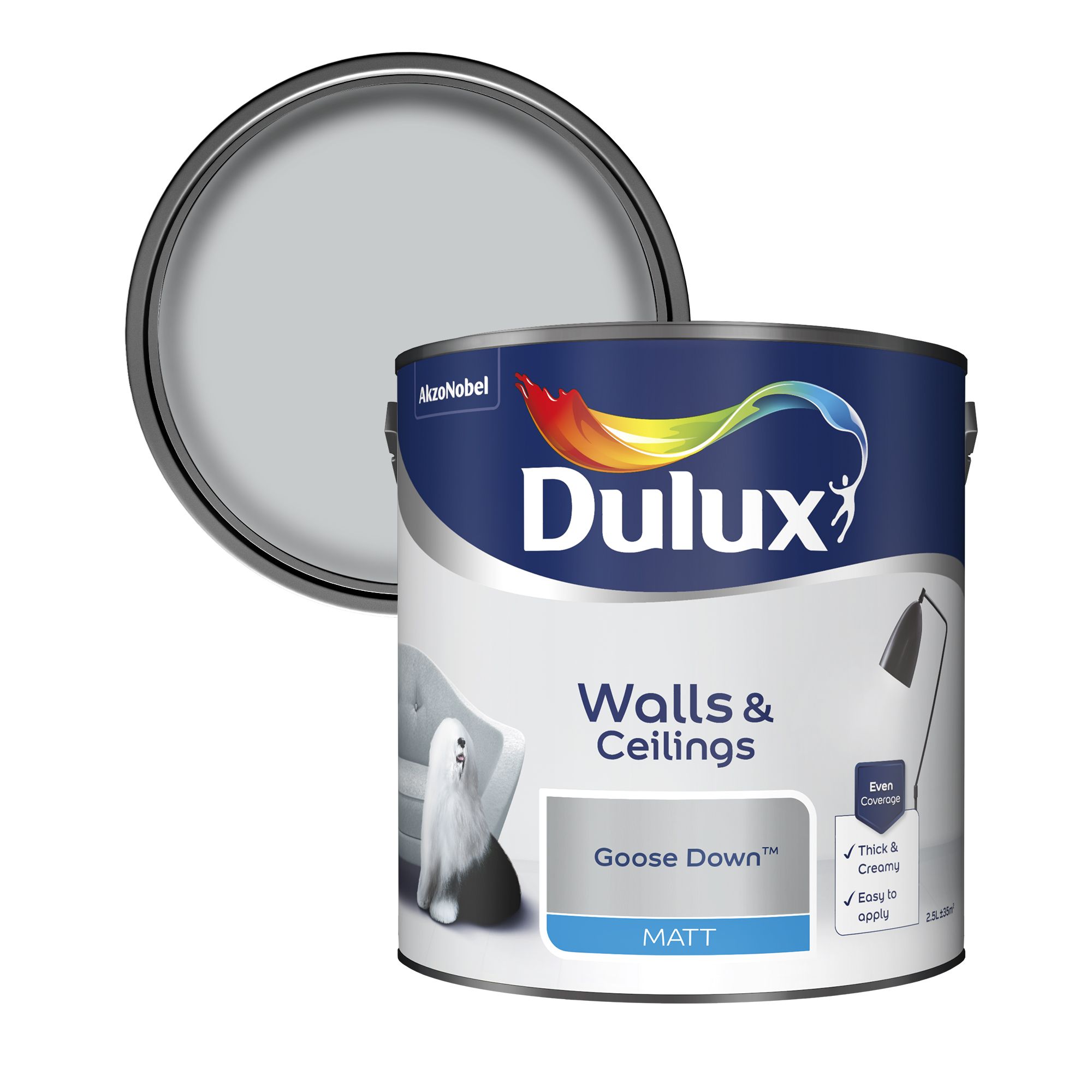 Dulux Goose down Matt Emulsion paint 2.5L Departments DIY at B&Q