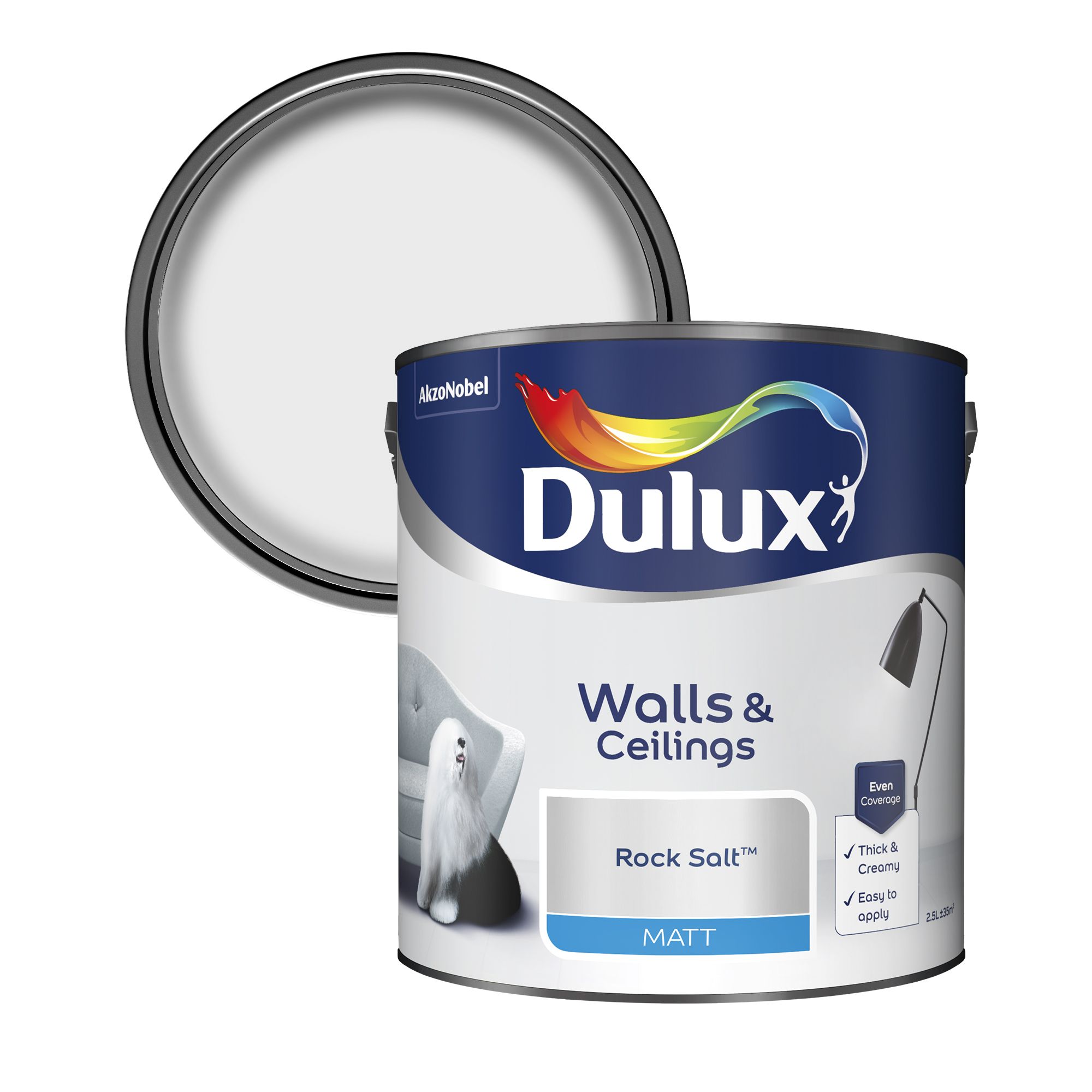  Dulux  Rock salt Matt Emulsion  paint 2 5L Departments 