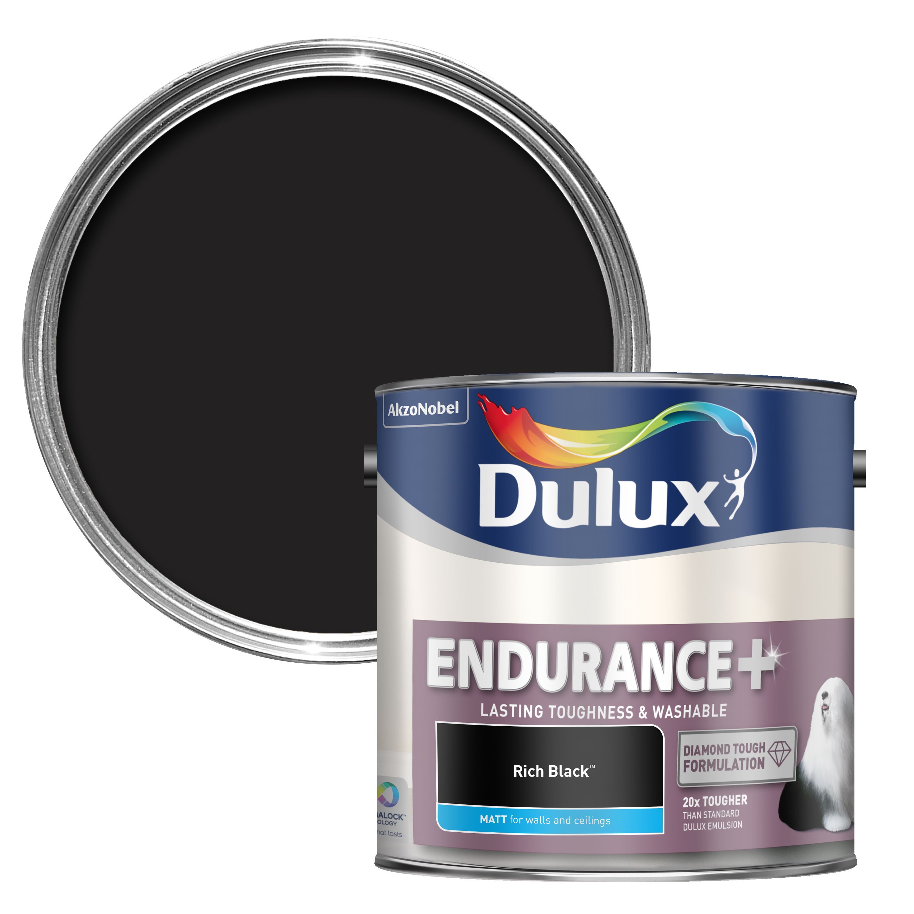  Dulux  Endurance Rich black  Matt Wall ceiling paint 2 5L 