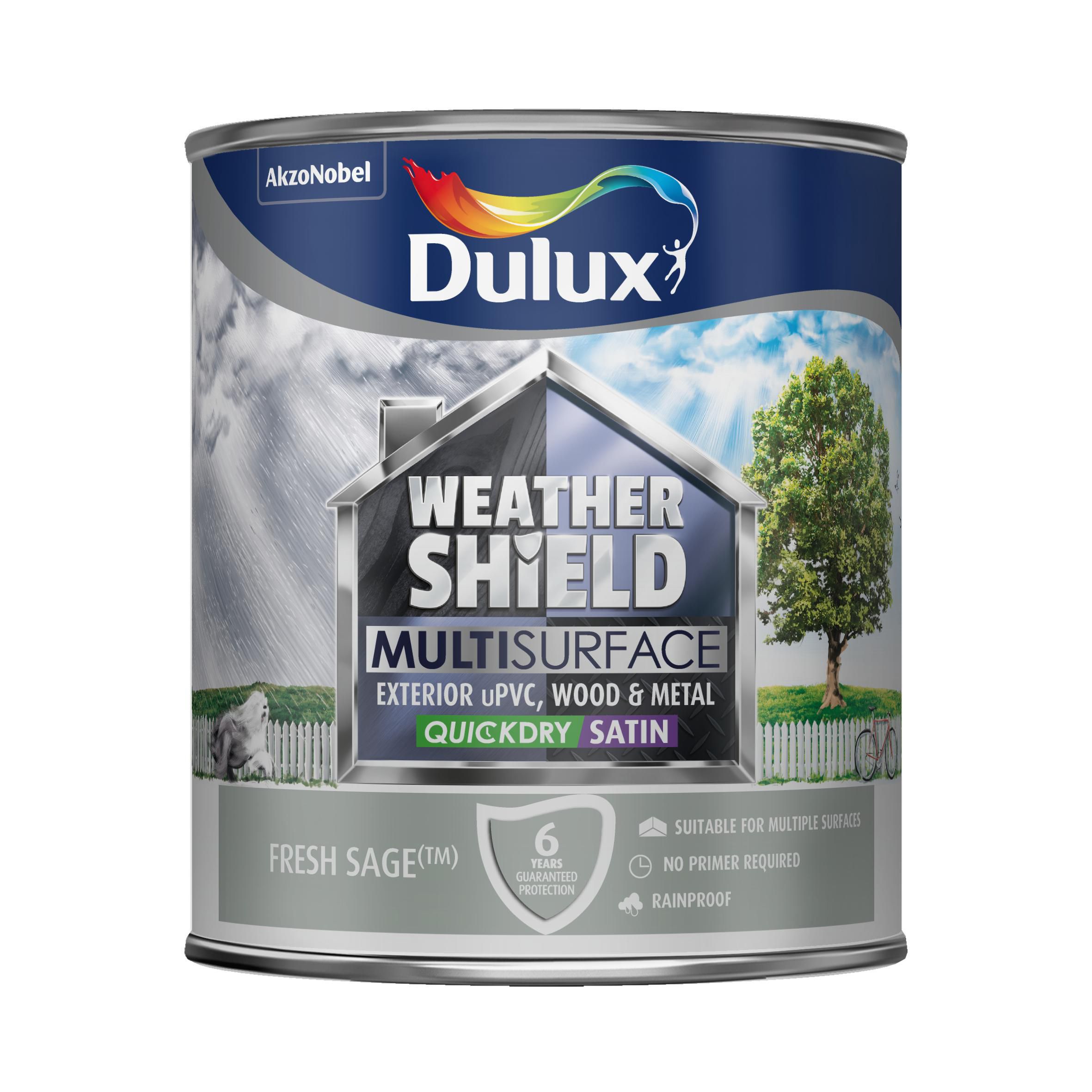 Dulux Weathershield Fresh sage Satin Multisurface paint, 0.75L