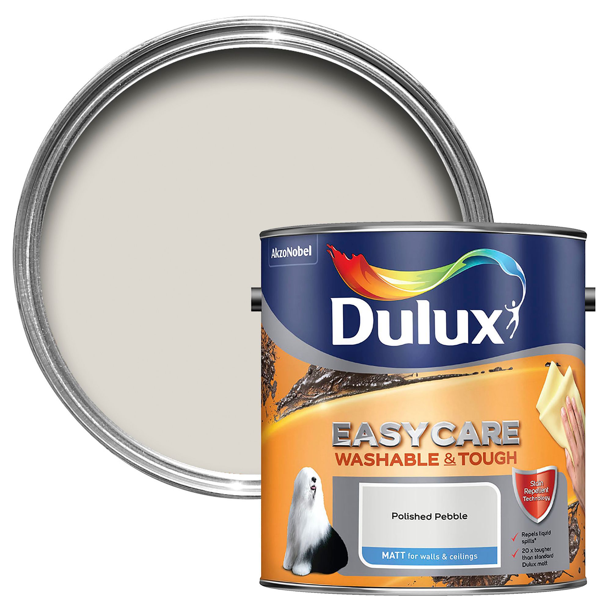 Dulux Easycare Polished pebble Matt Emulsion paint, 2.5L Departments