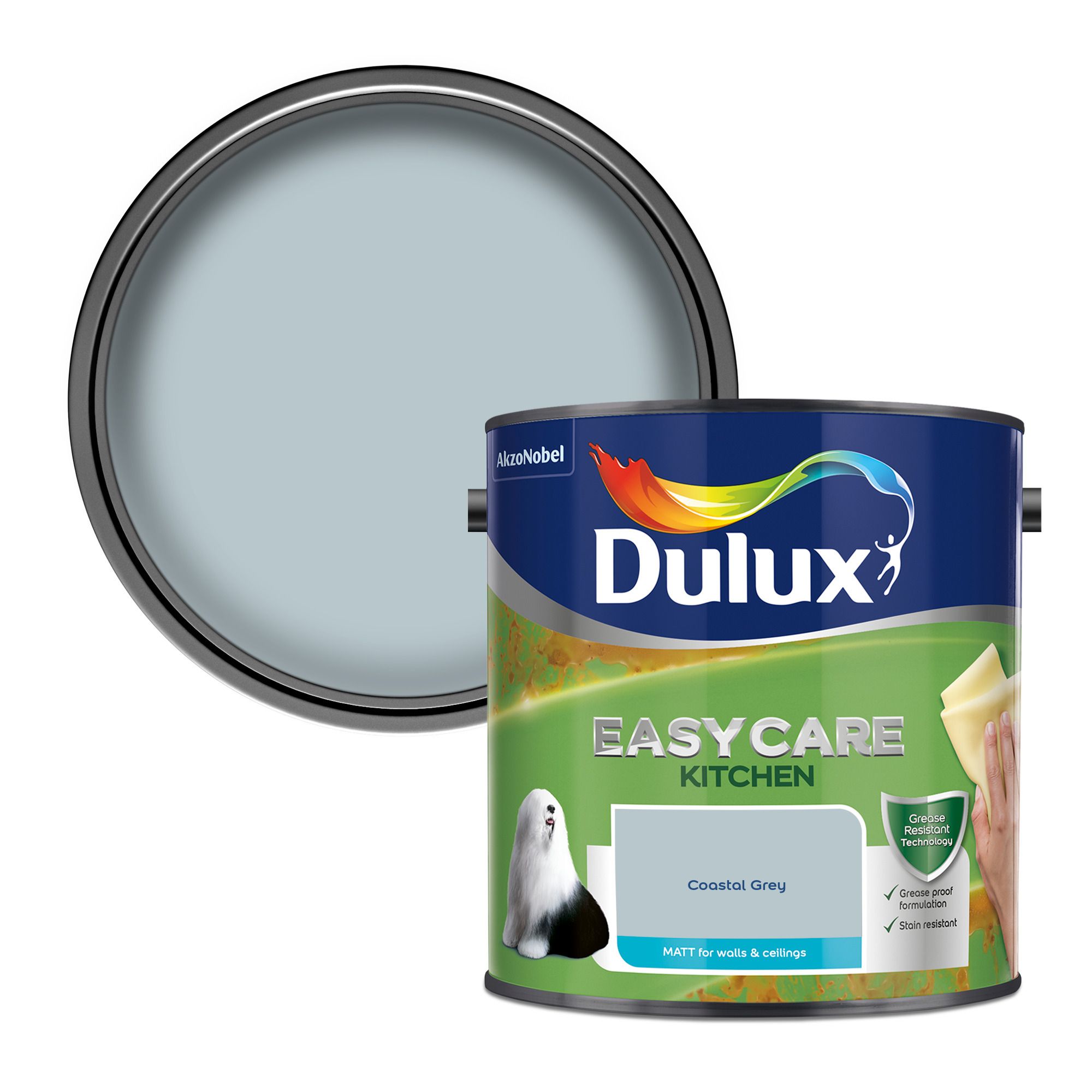 Dulux Easycare Washable & tough Coastal grey Matt Emulsion paint, 2.5L 