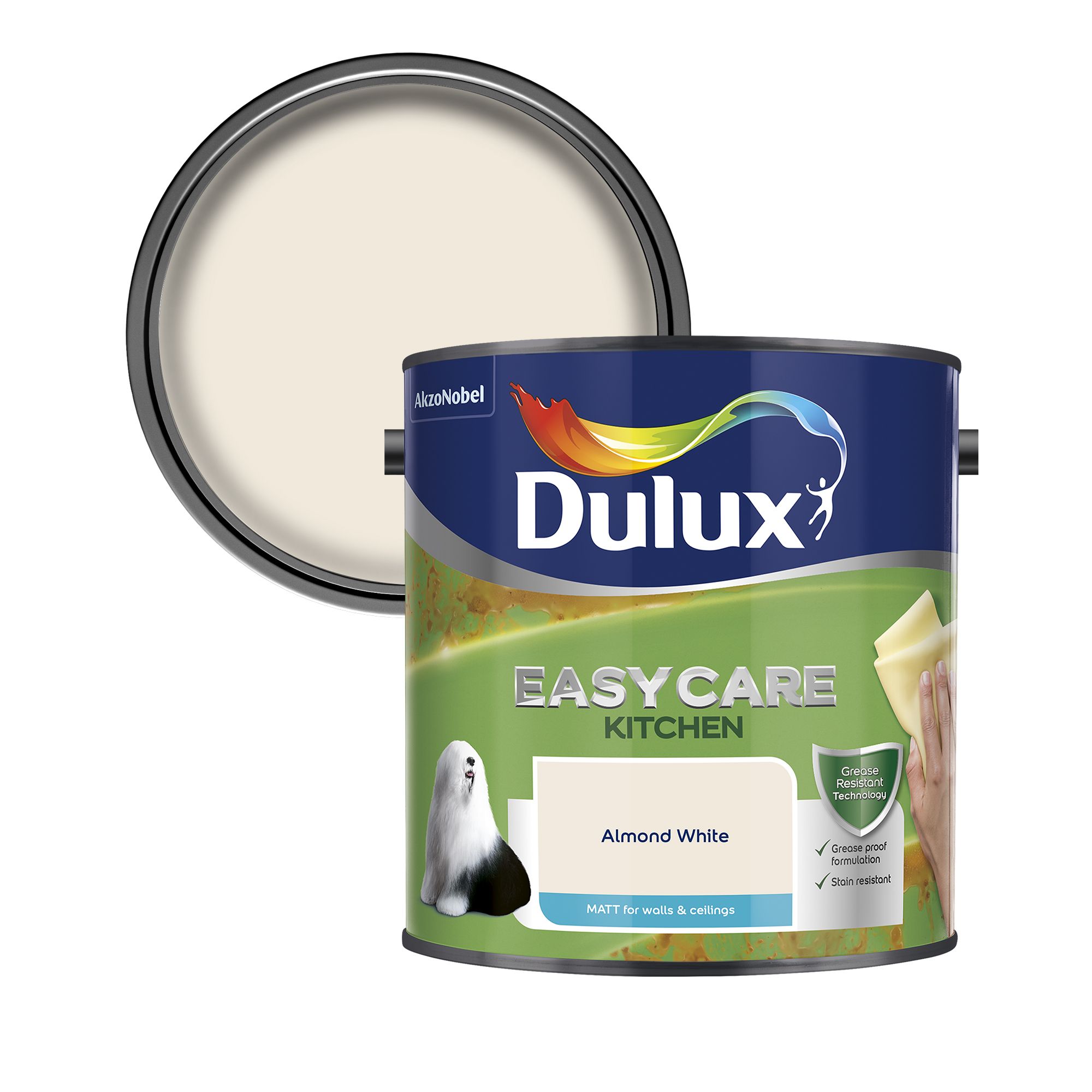 Dulux Easycare kitchen Almond white Matt Emulsion paint 2.5L