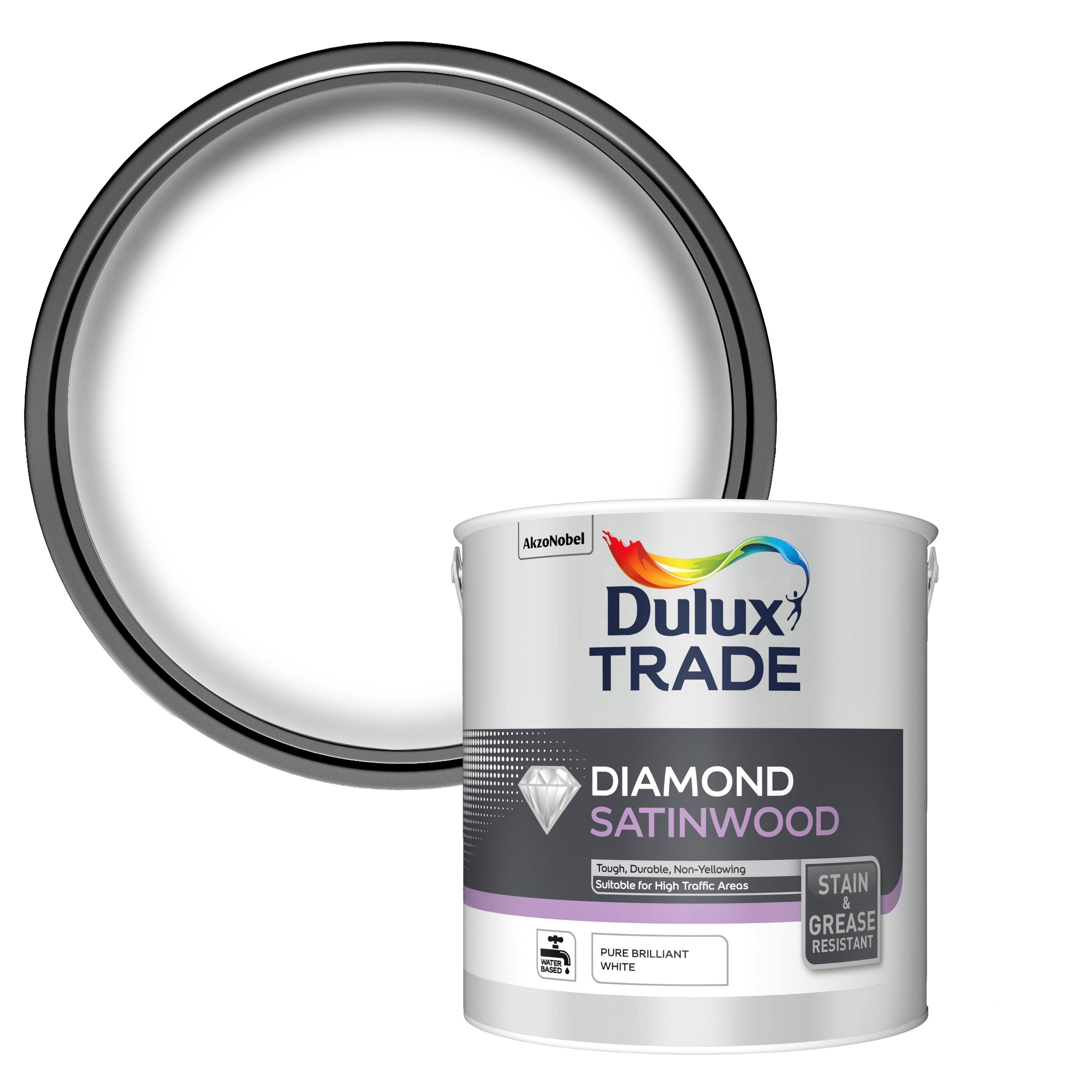  Dulux  Trade  Diamond Pure brilliant white Satinwood paint  2 