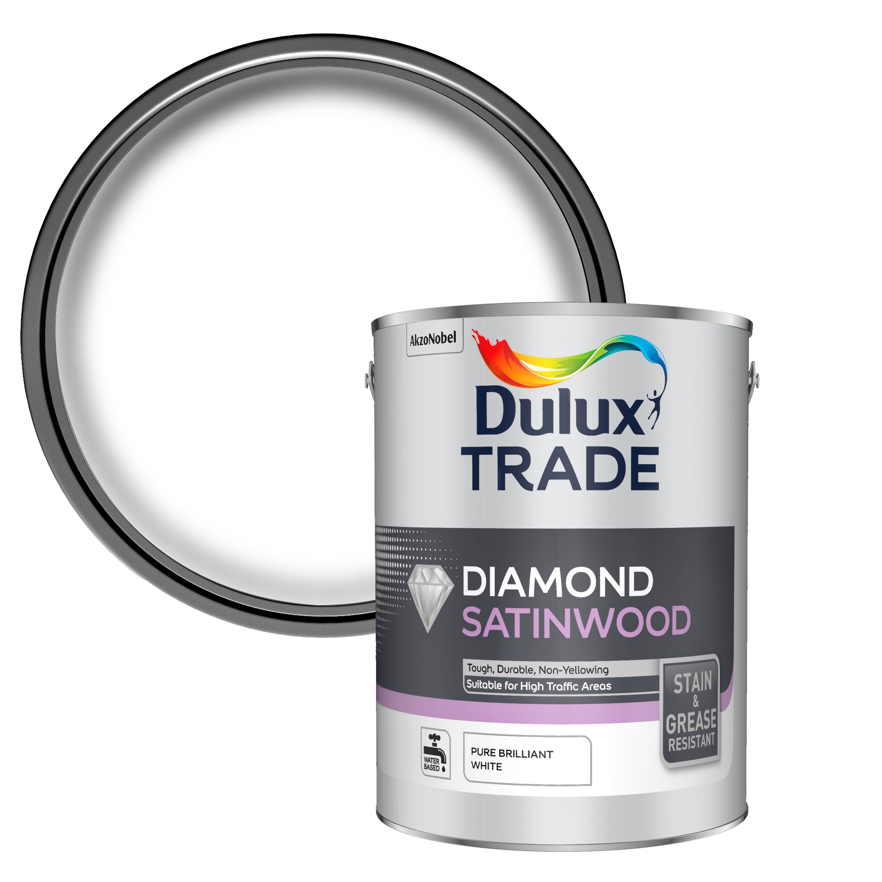  Dulux  Trade  Diamond Pure brilliant white Satinwood paint  