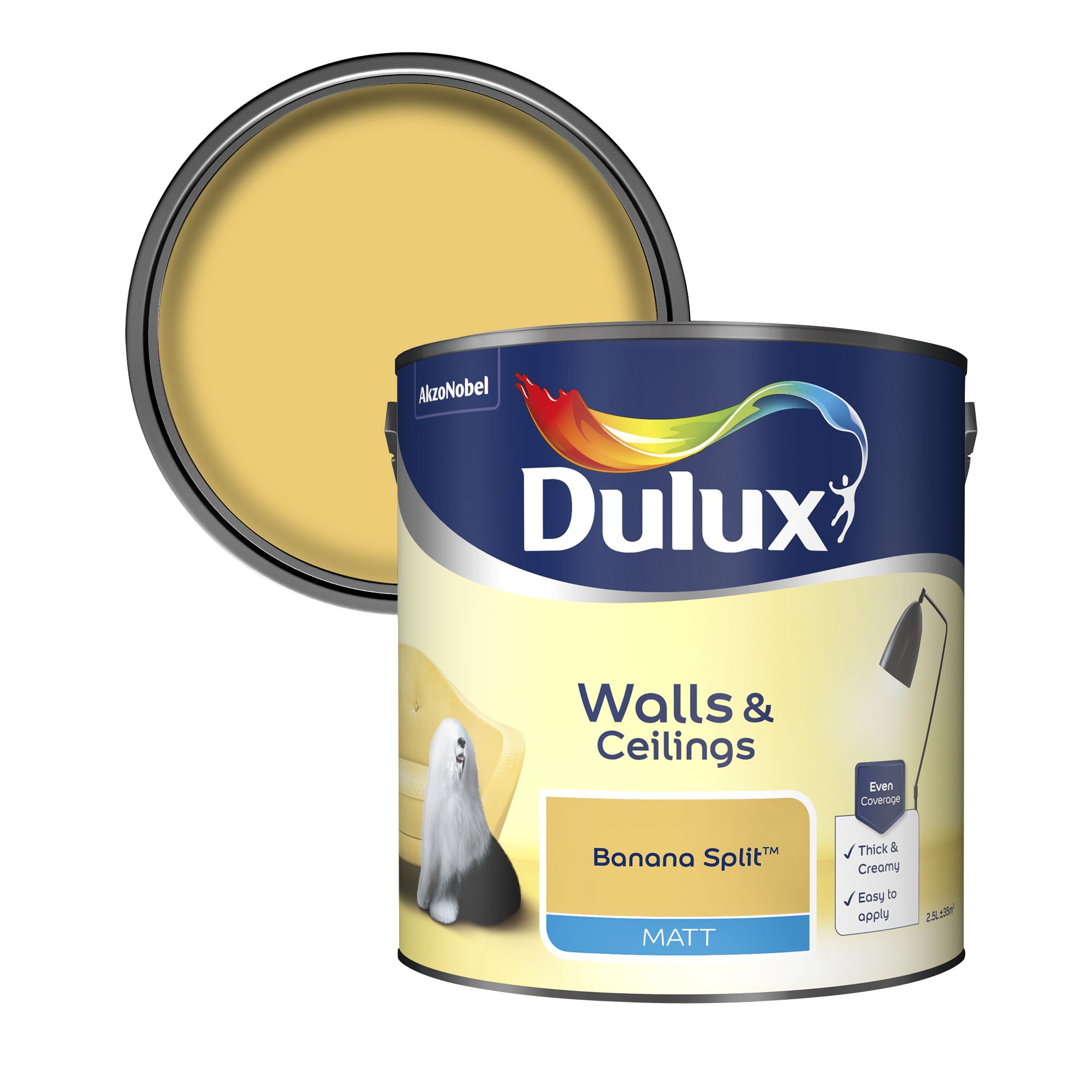 Dulux Standard Banana Split Matt Emulsion Paint 2.5L | Departments ...