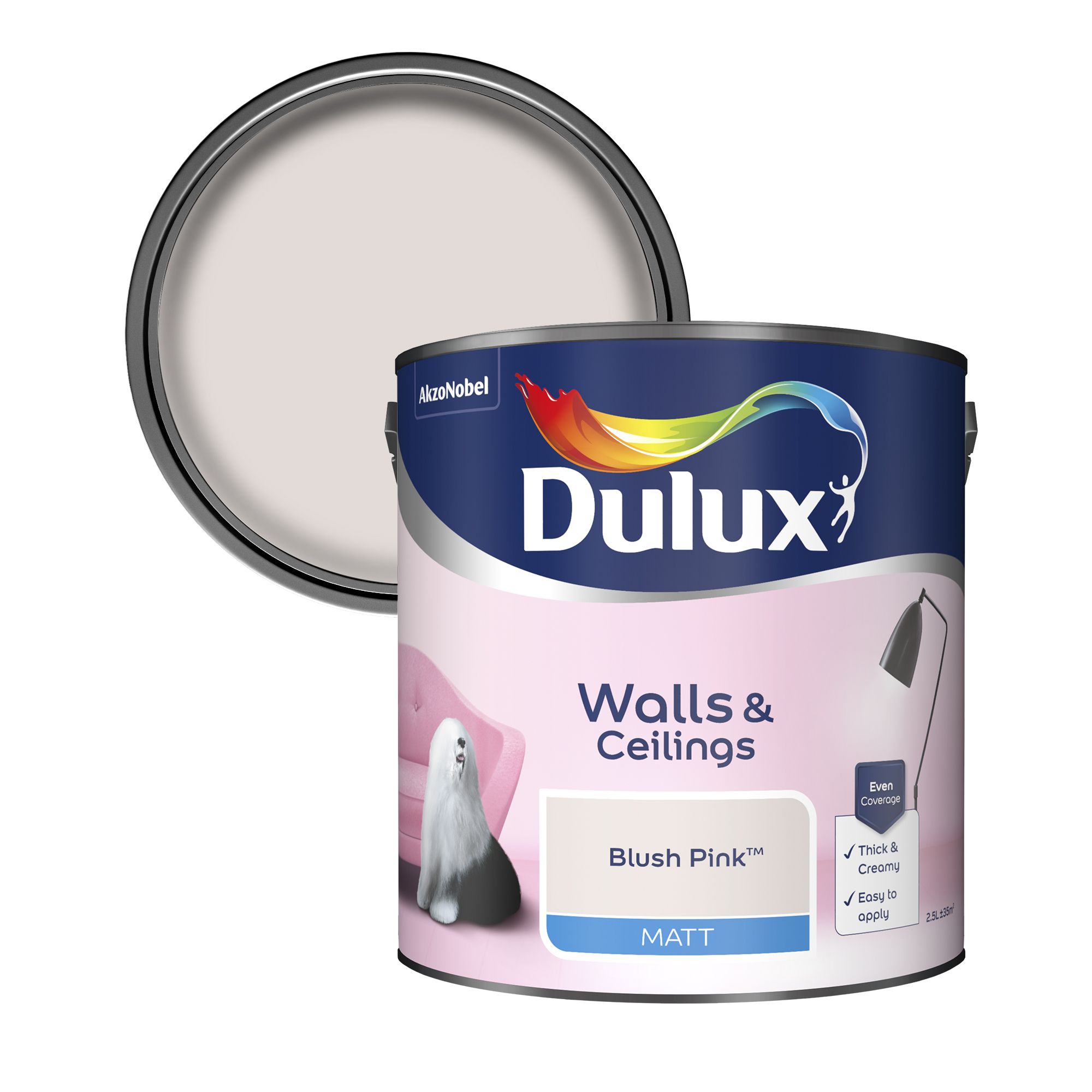 Dulux Standard Blush pink Matt Emulsion paint 2.5L | Departments | DIY ...