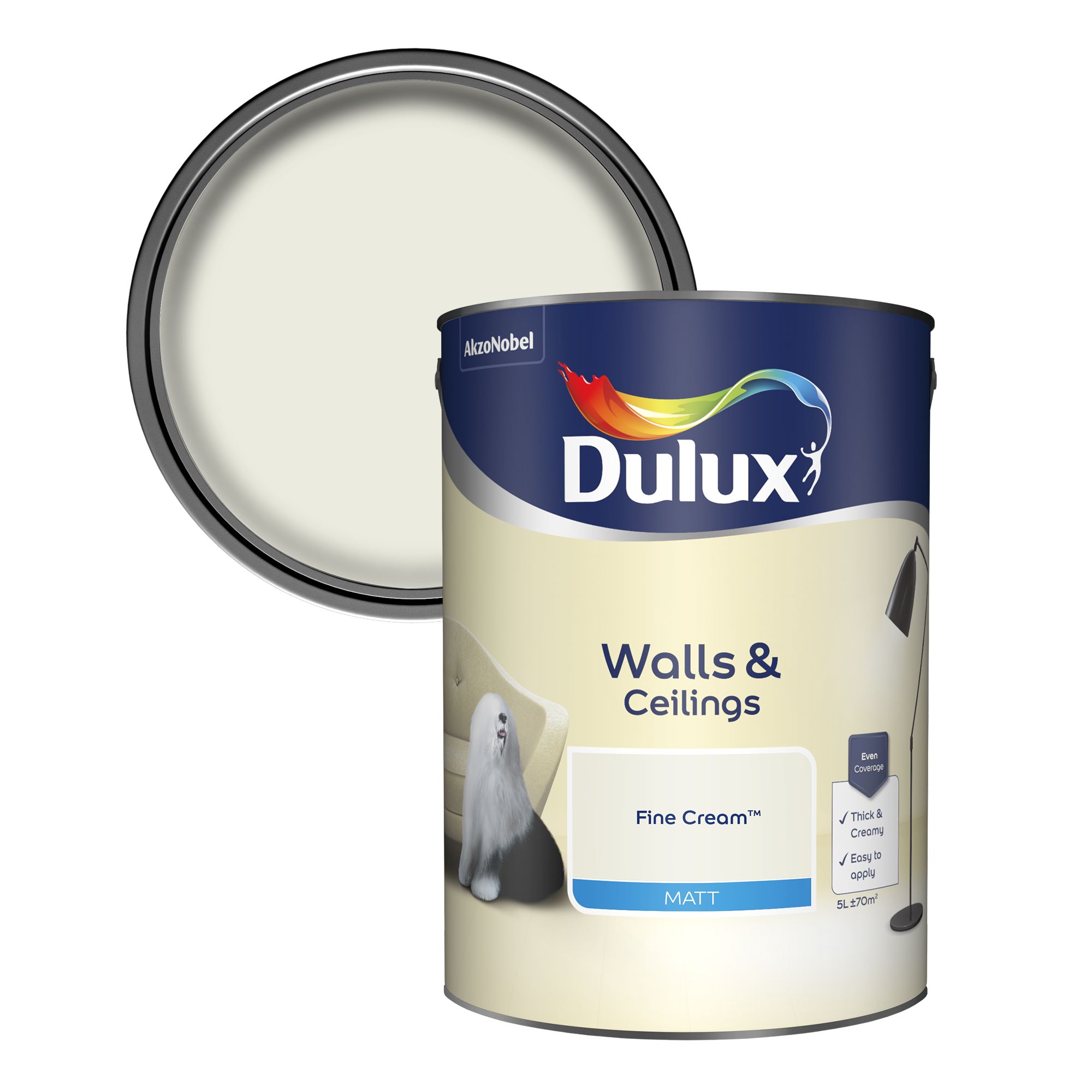 Dulux Fine cream Matt Emulsion paint 5L Departments DIY at B&Q