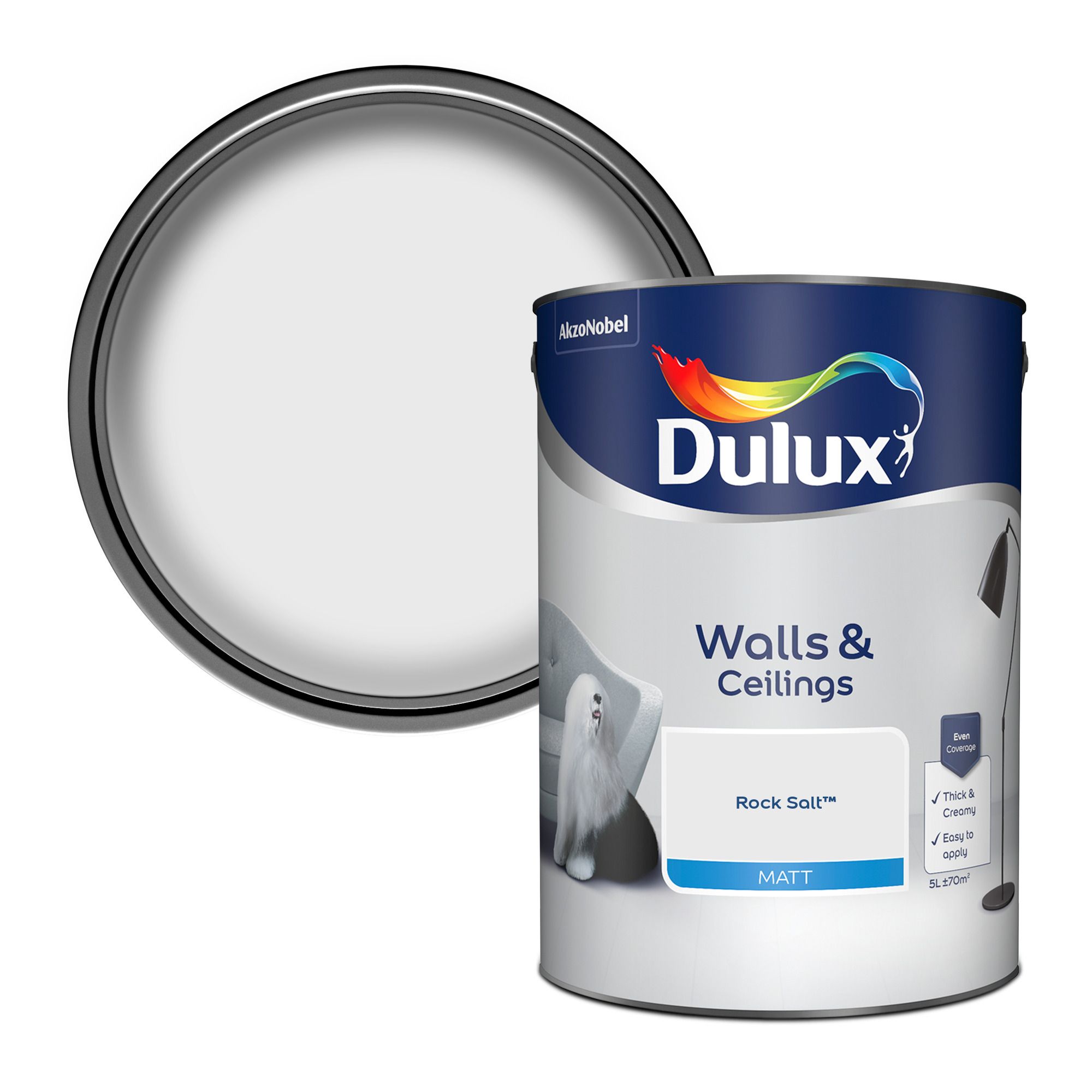 Dulux Rock salt Matt Emulsion paint, 5L Departments TradePoint