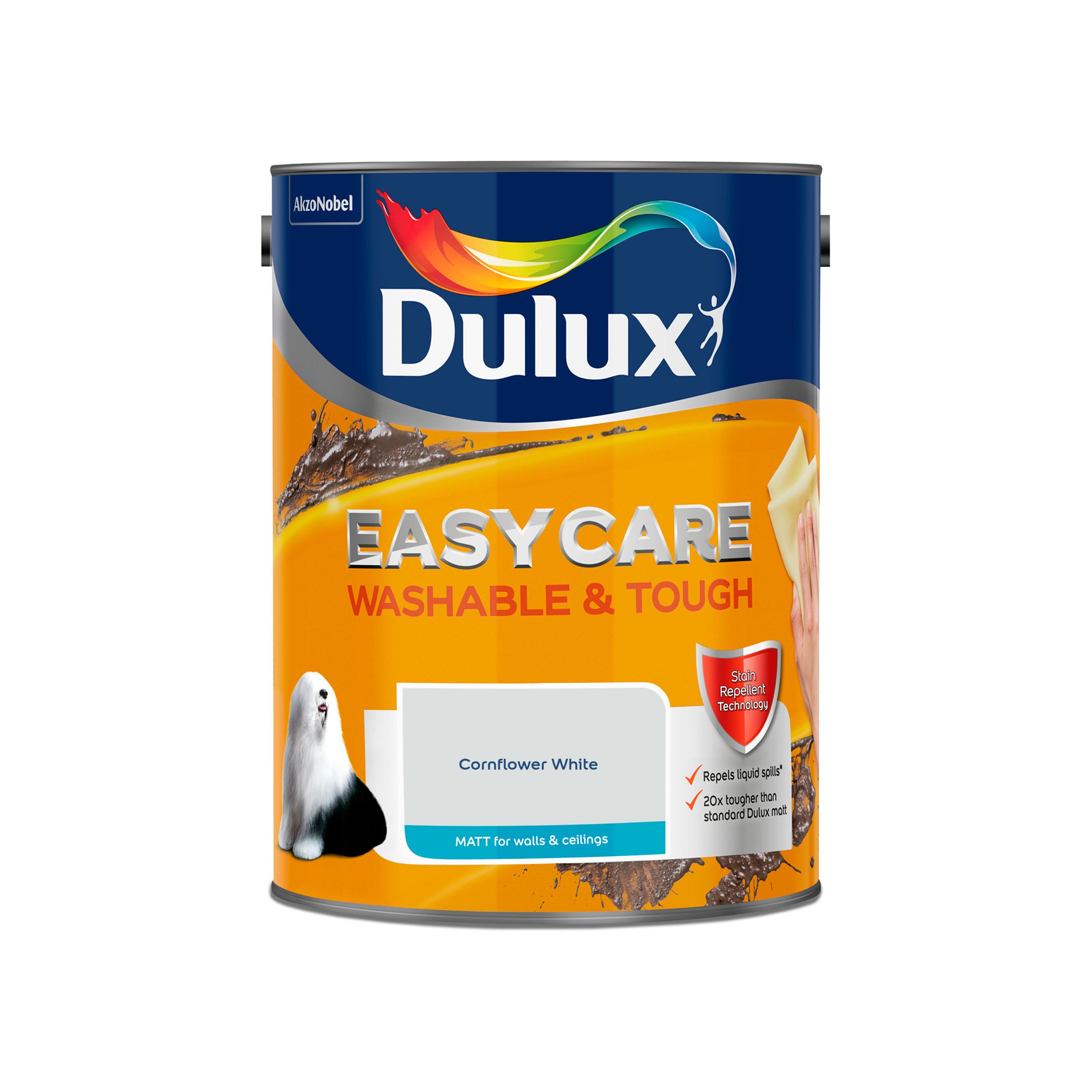 Dulux Easycare Cornflower white Matt Emulsion paint, 5L Departments