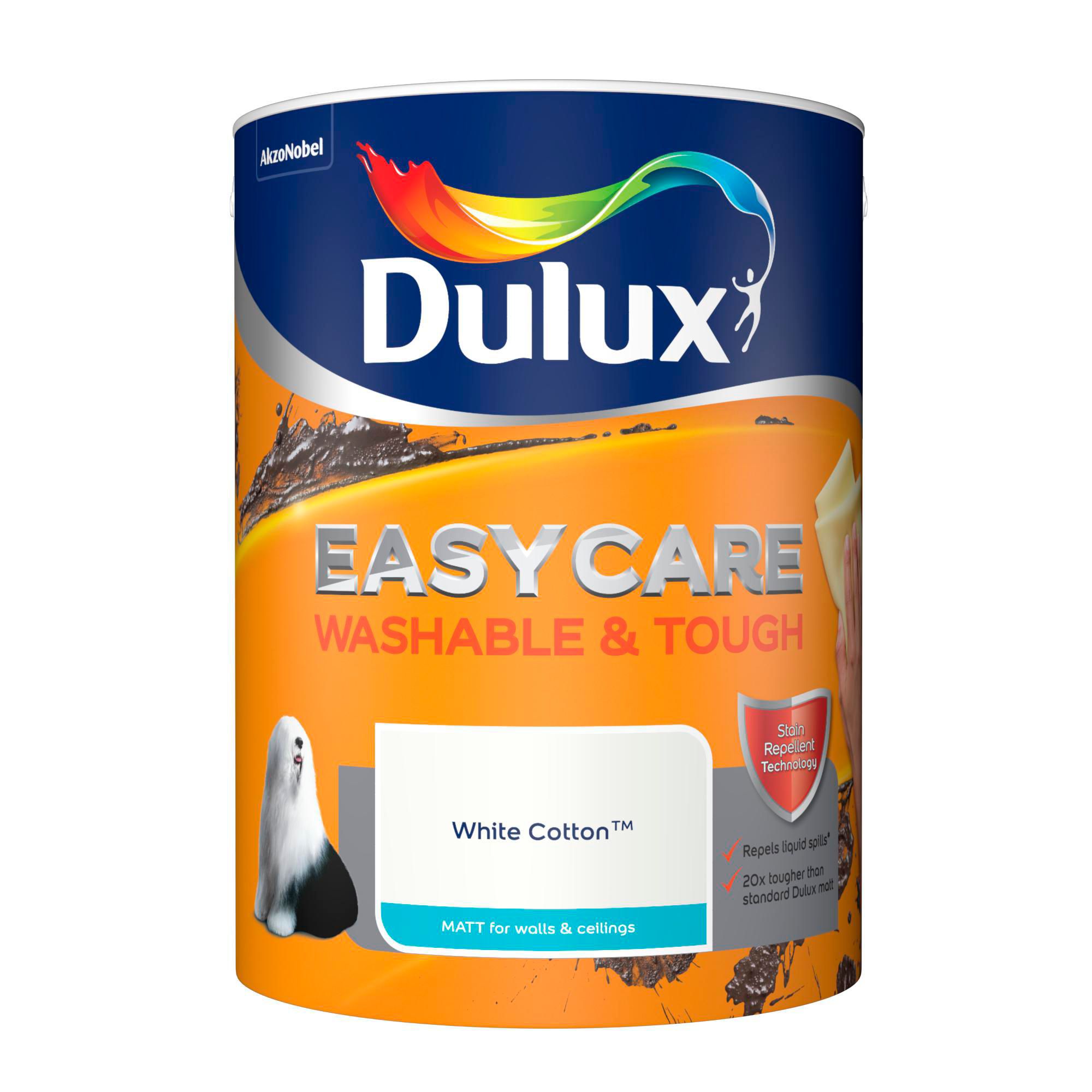 Dulux Easycare White Cotton Matt Emulsion Paint 5l Departments Diy At B Q