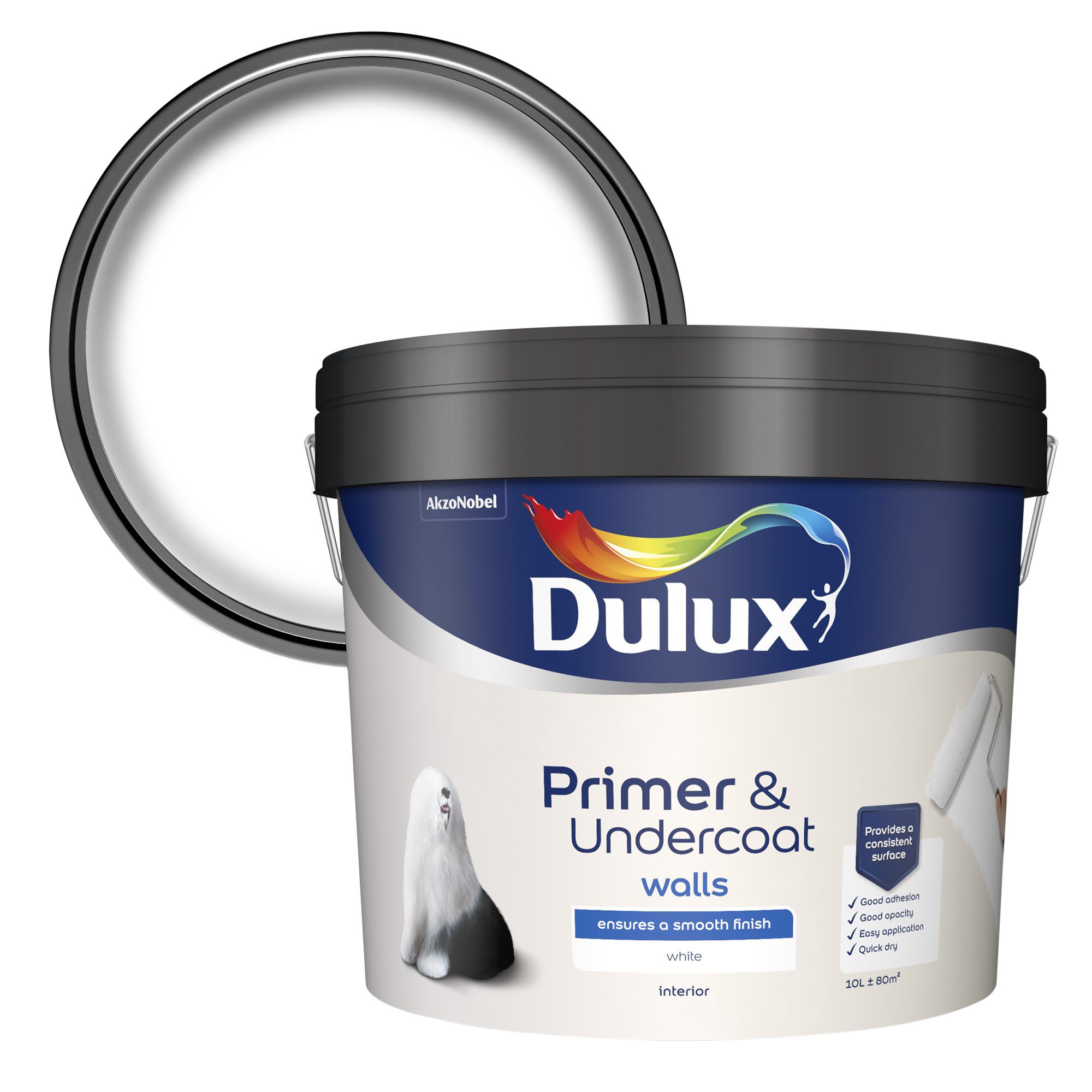Dulux White Walls Primer & undercoat 10L | Departments | DIY at B&Q