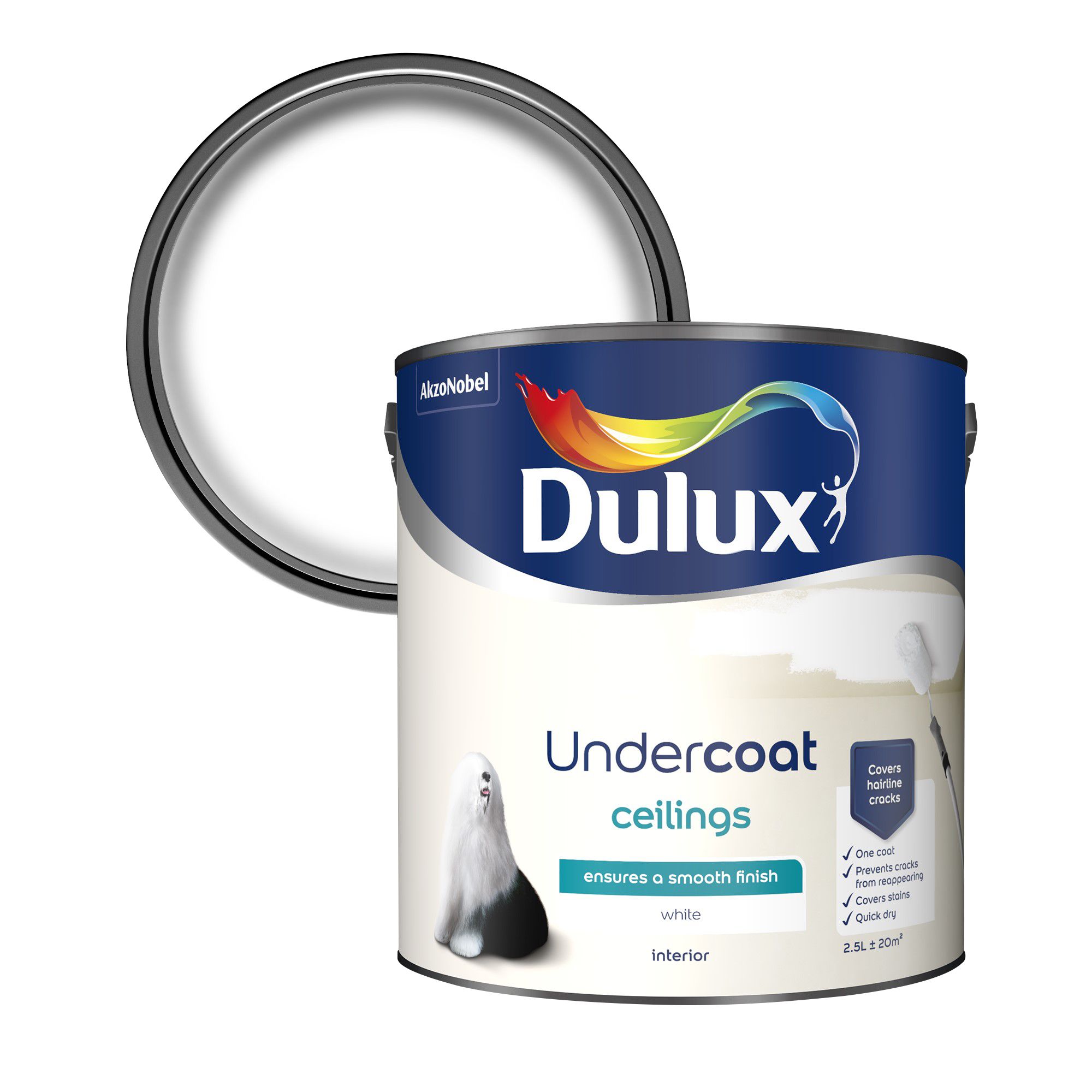 Dulux White Ceiling Undercoat 2.5L | Departments | DIY at B&Q