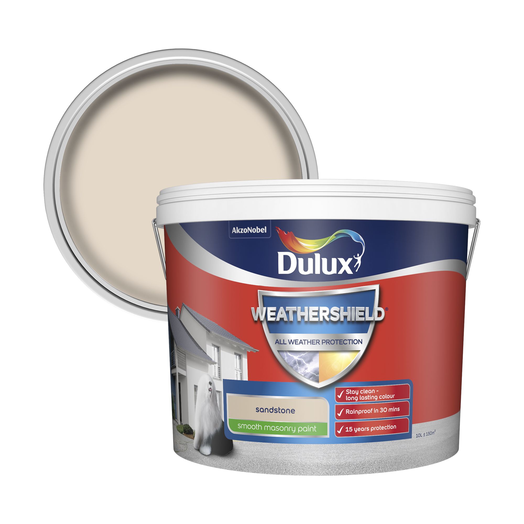 Dulux Weathershield Sandstone Smooth Matt Masonry paint 10L