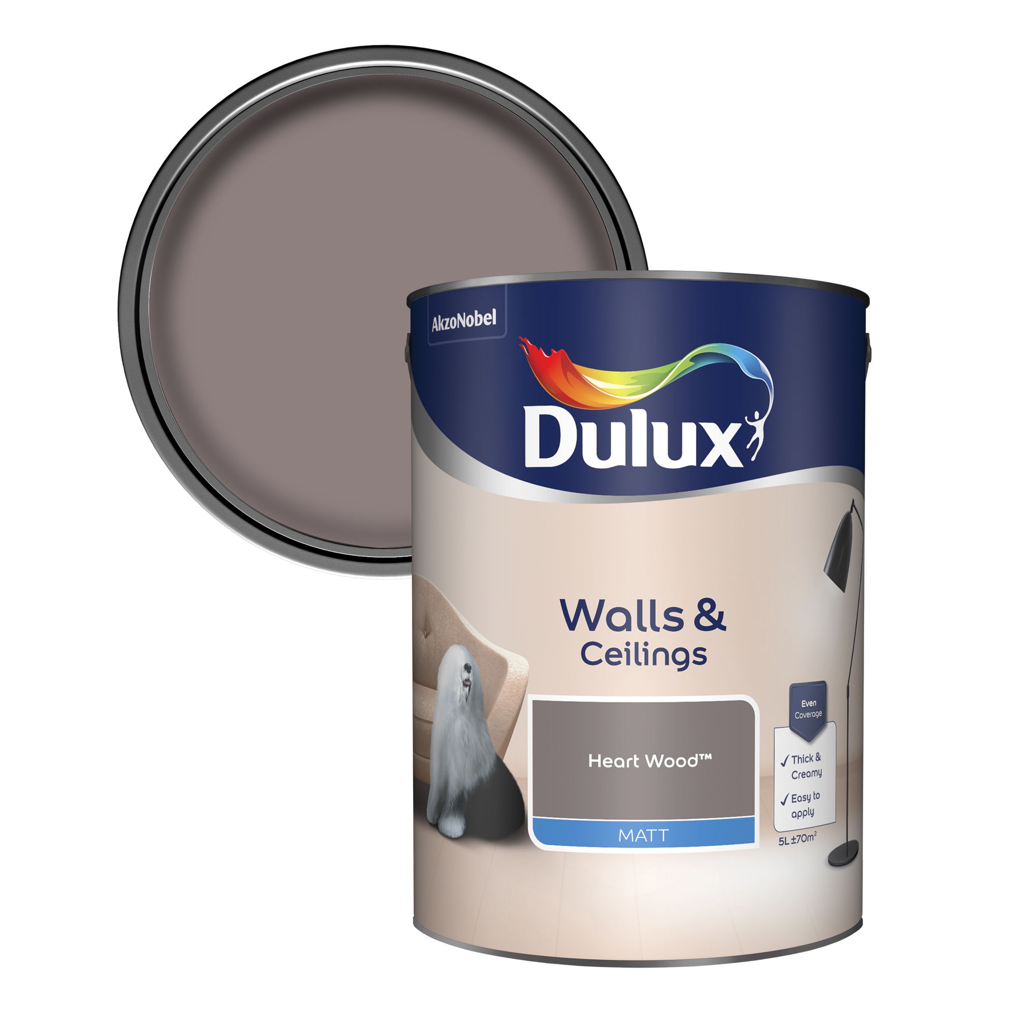 Dulux Heart wood Matt Emulsion paint 5L Departments DIY at B&Q