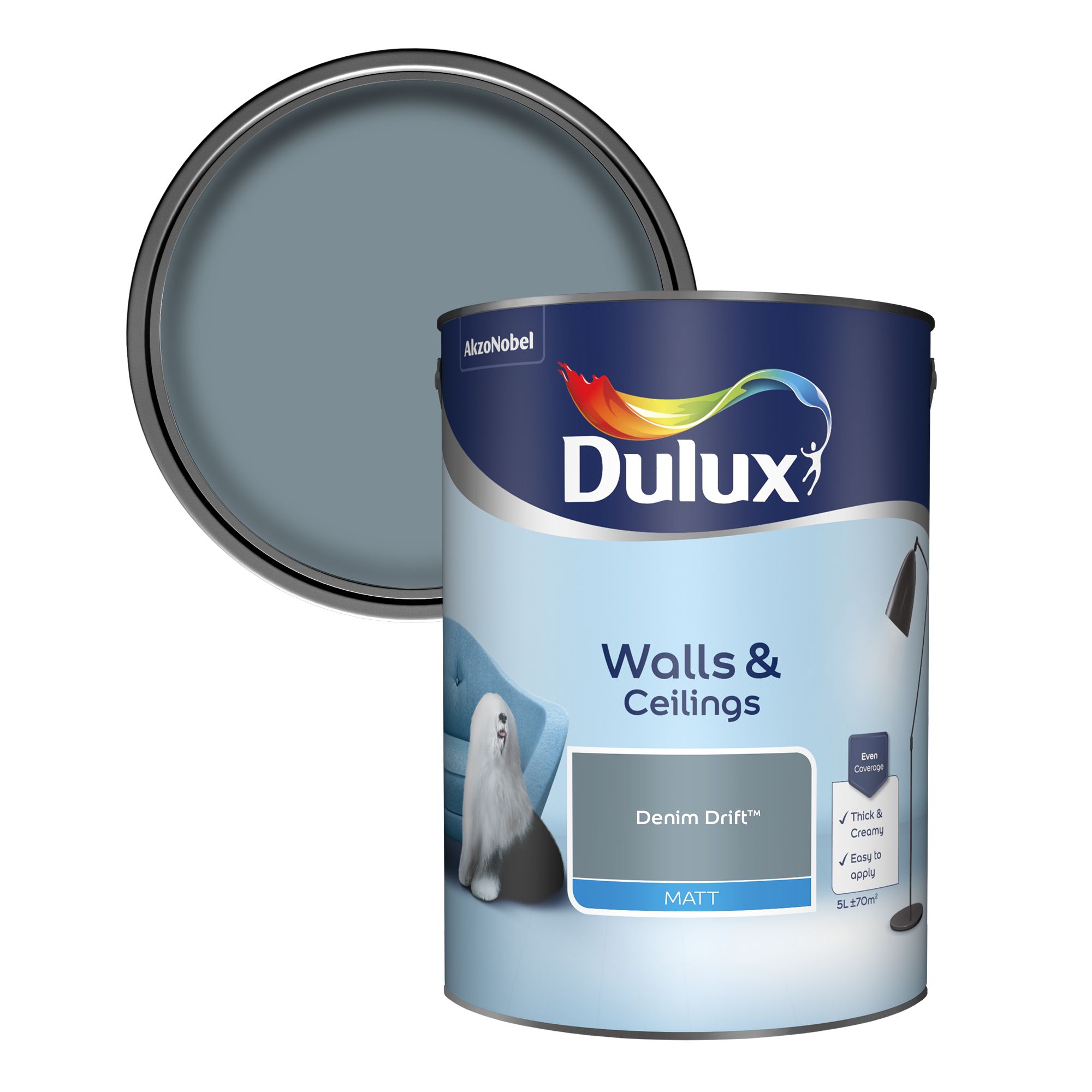 Dulux Denim Drift Matt Emulsion Paint 5l Departments Diy At B Q