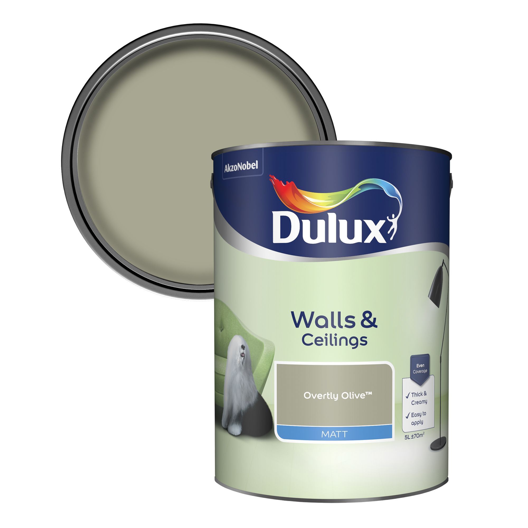 Dulux Overtly Olive Matt Emulsion Paint 5L | Departments | DIY At B&Q