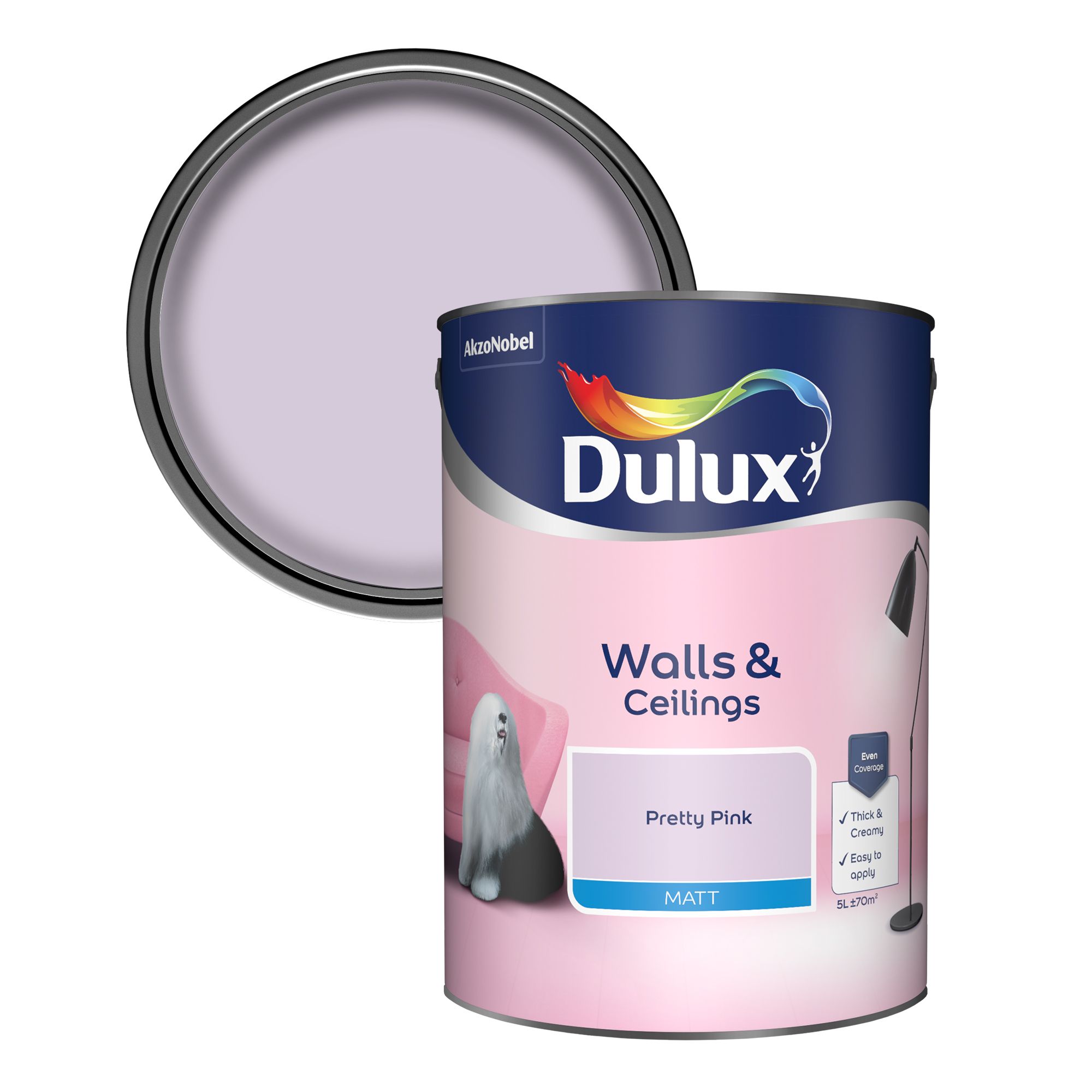 Dulux Pretty pink Matt Emulsion paint 5L Departments DIY at B&Q