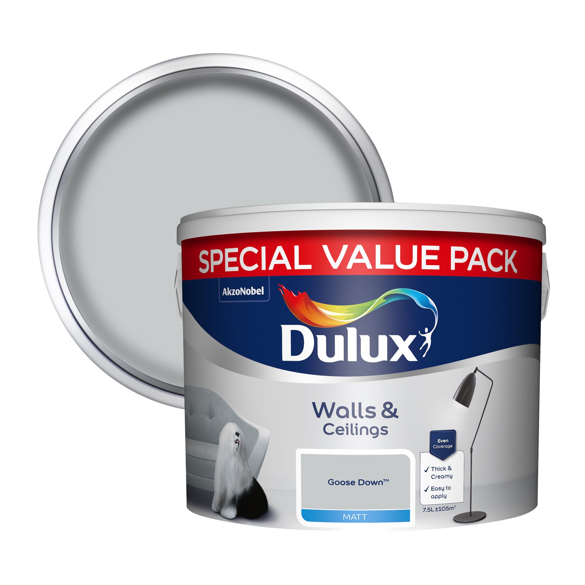 Dulux Goose down Matt Emulsion paint 7.5L Plastic container