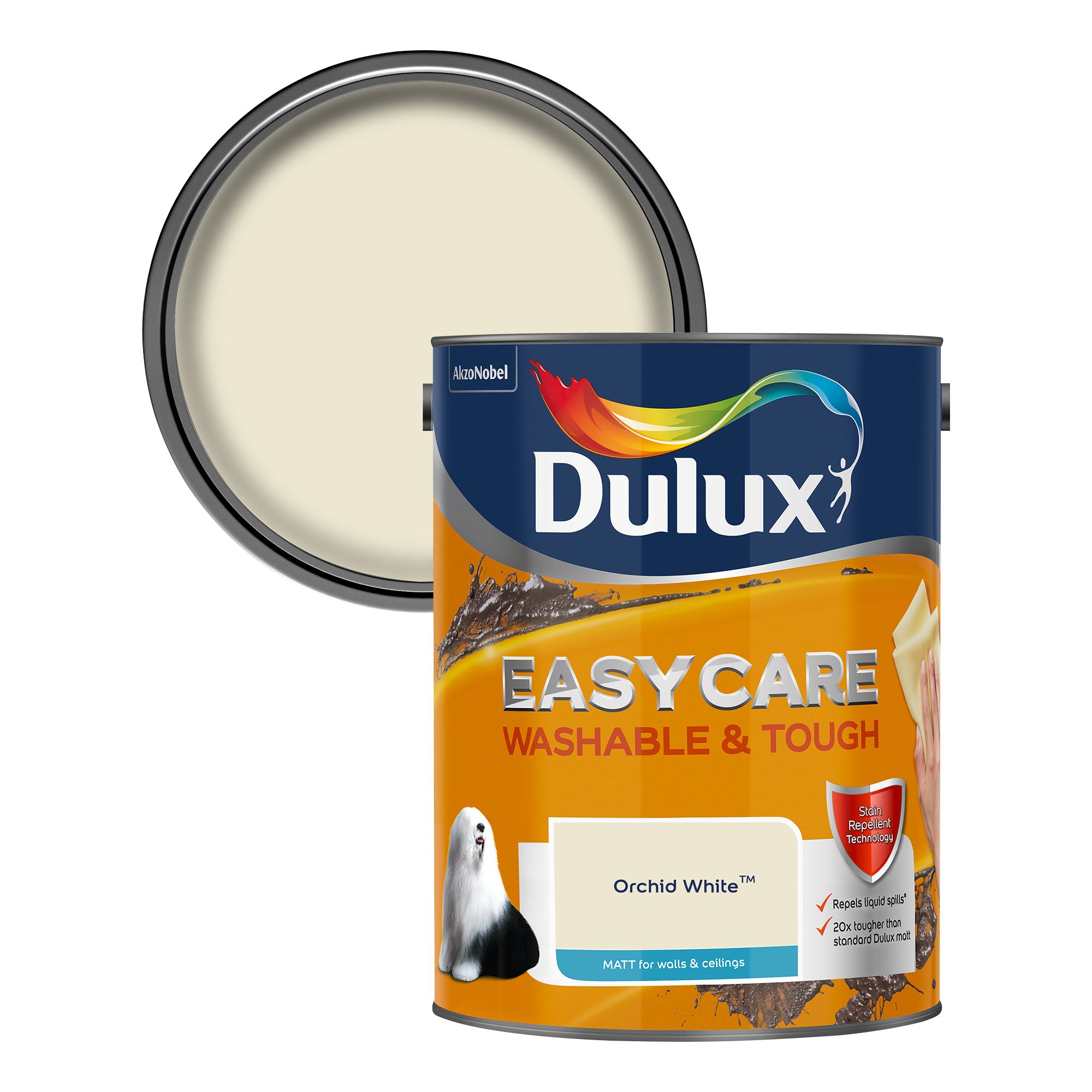 Dulux Easycare Orchid white Matt Emulsion paint, 5L | Departments | DIY
