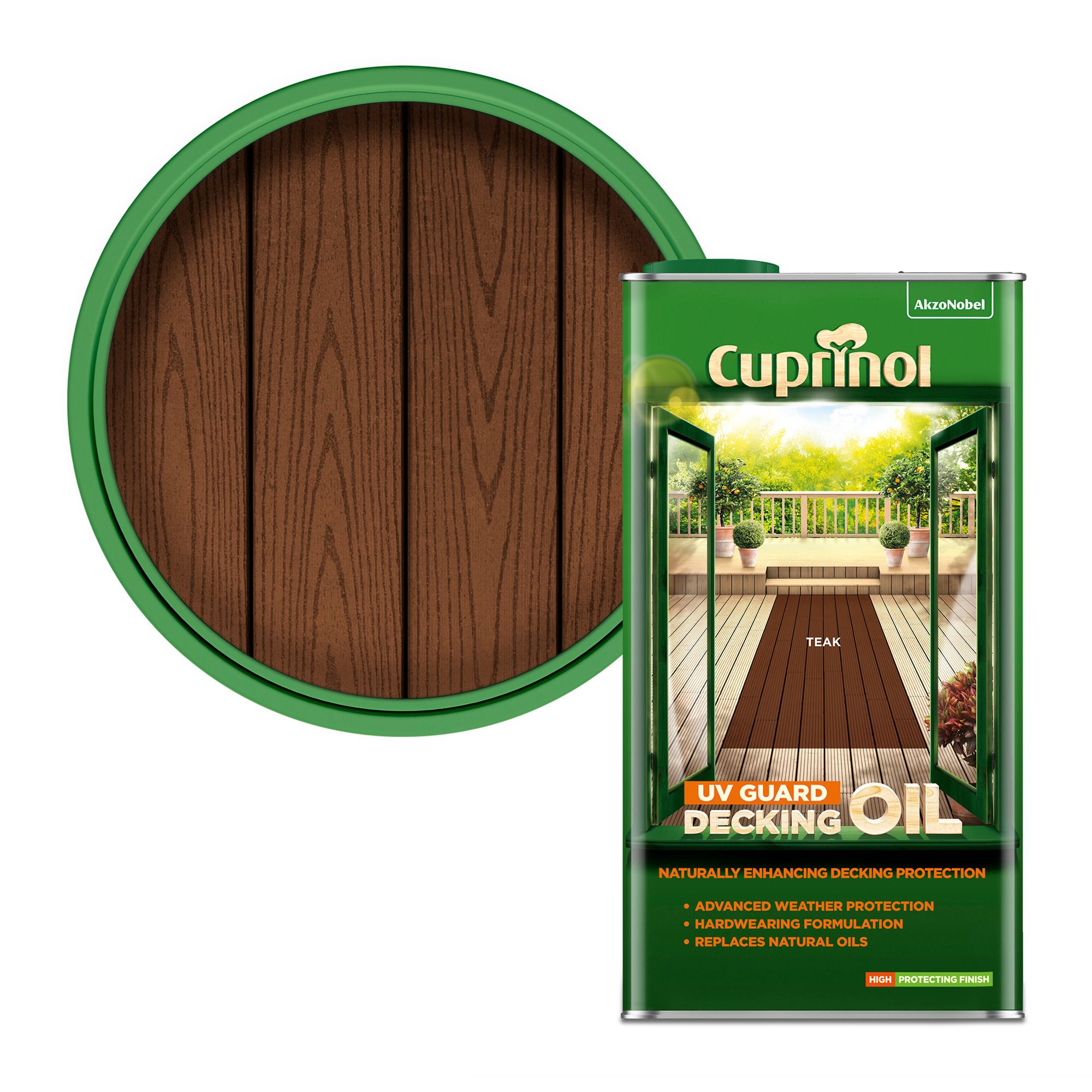 Cuprinol Uv Guard Teak Decking Wood Oil, 5L