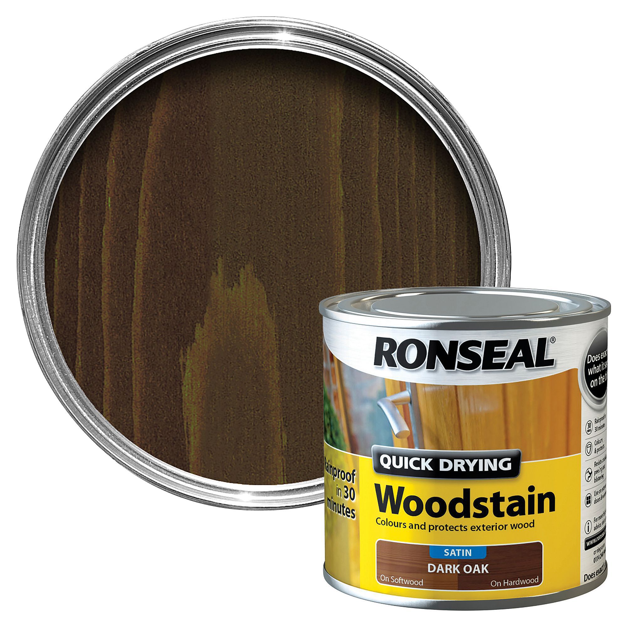 Ronseal Dark oak Satin Woodstain 0.25L Departments DIY at B&Q