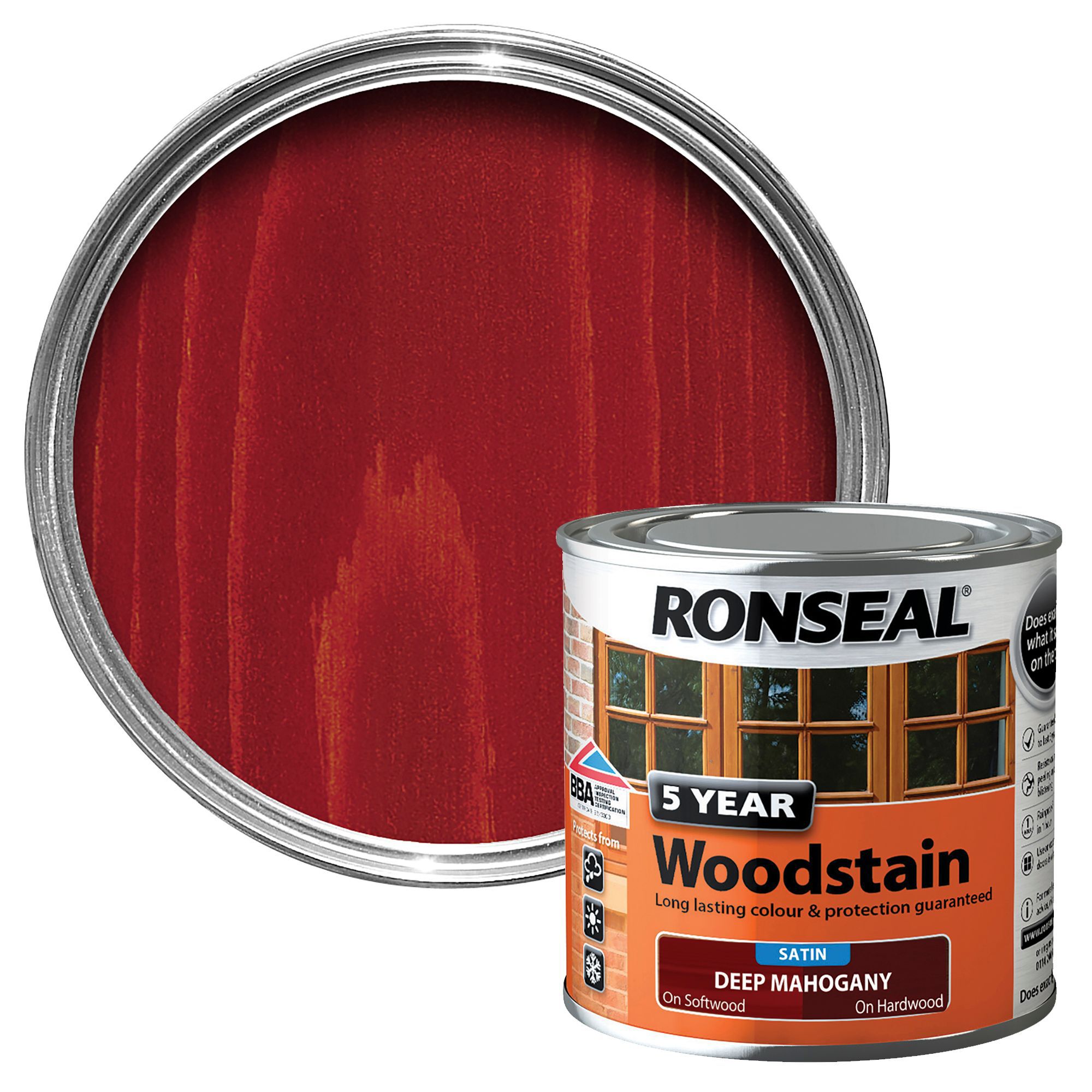 Ronseal Deep mahogany High satin sheen Woodstain 0.25L Departments