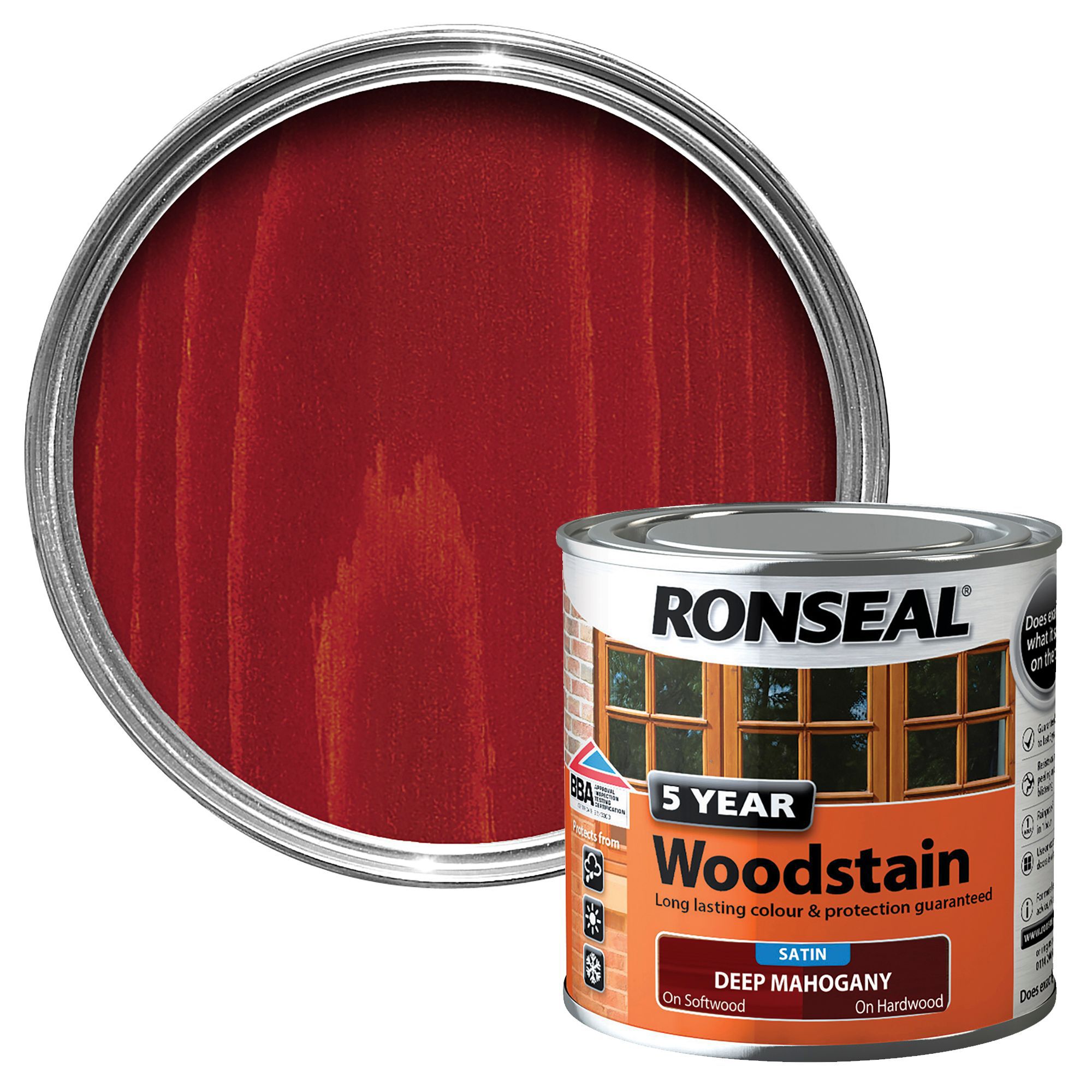 Ronseal Deep Mahogany High Satin Sheen Woodstain 0.25L | Departments ...