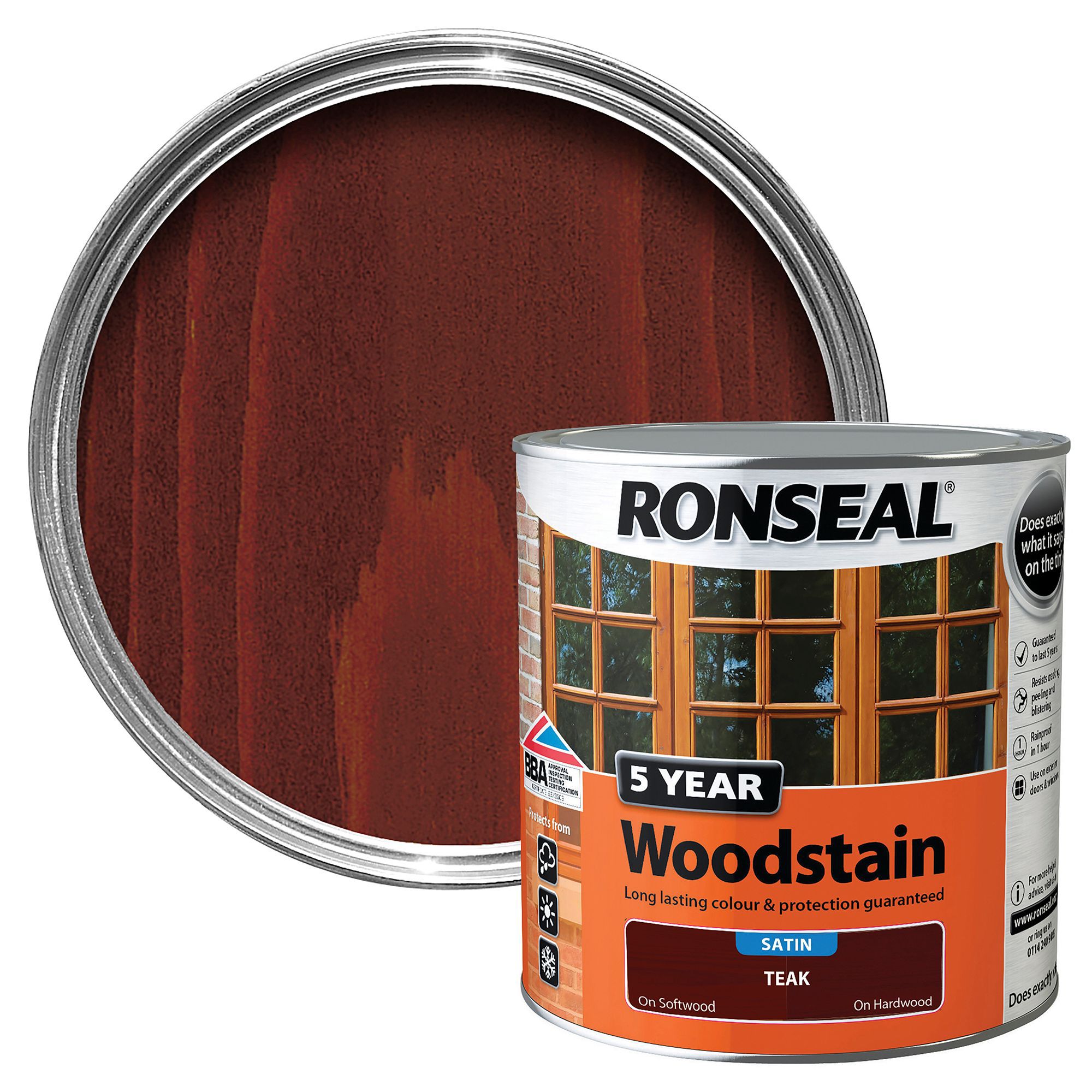 Ronseal Teak High Satin Sheen Woodstain 2.5L | Departments | DIY At B&Q