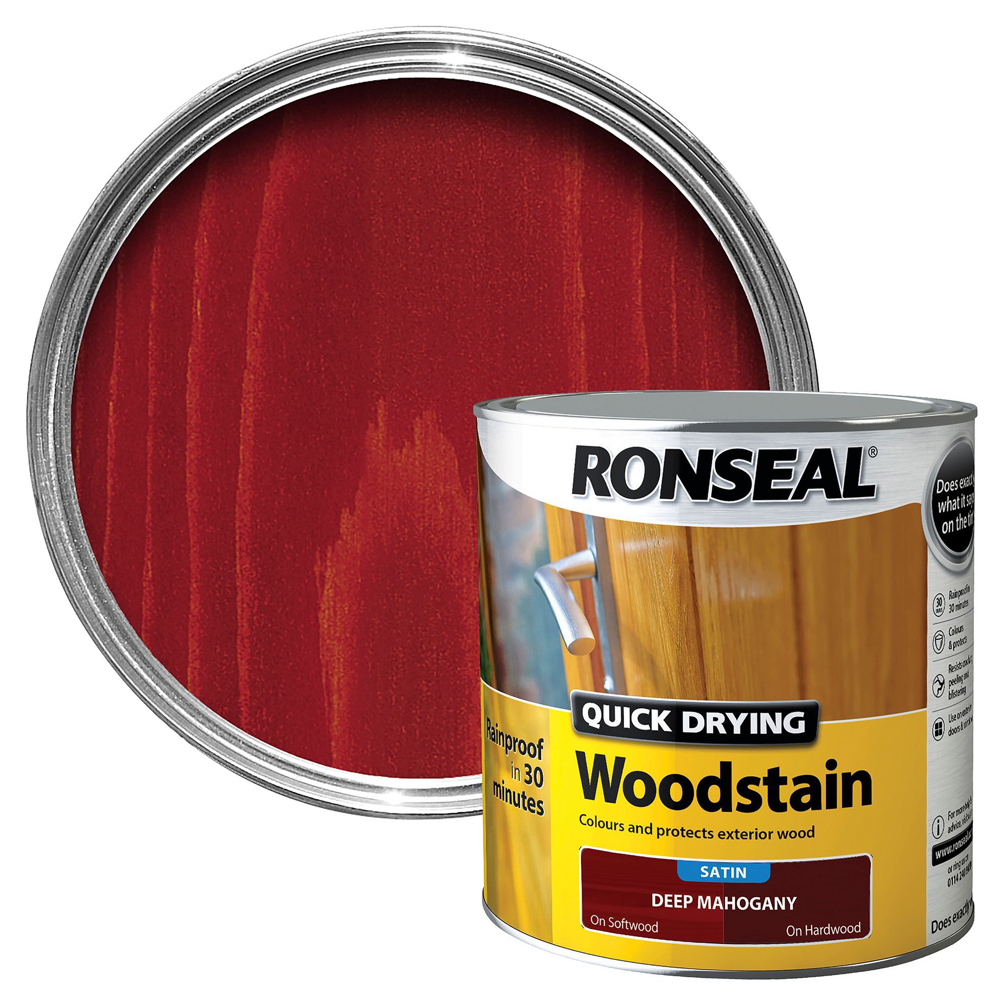 Ronseal Deep mahogany Satin Wood stain, 2.5L Departments DIY at B&Q