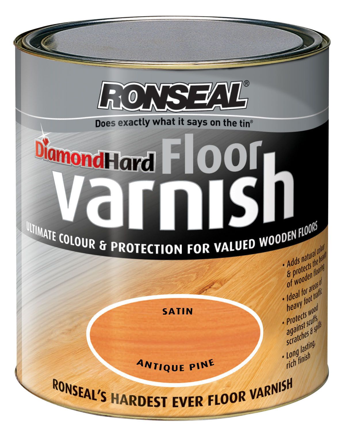 Ronseal Diamond hard Antique pine Satin Floor varnish 2.5L