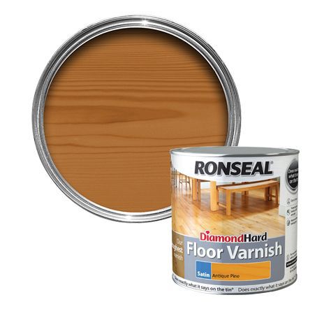 Ronseal Diamond Hard Antique Pine Satin Floor Wood Varnish 2 5l