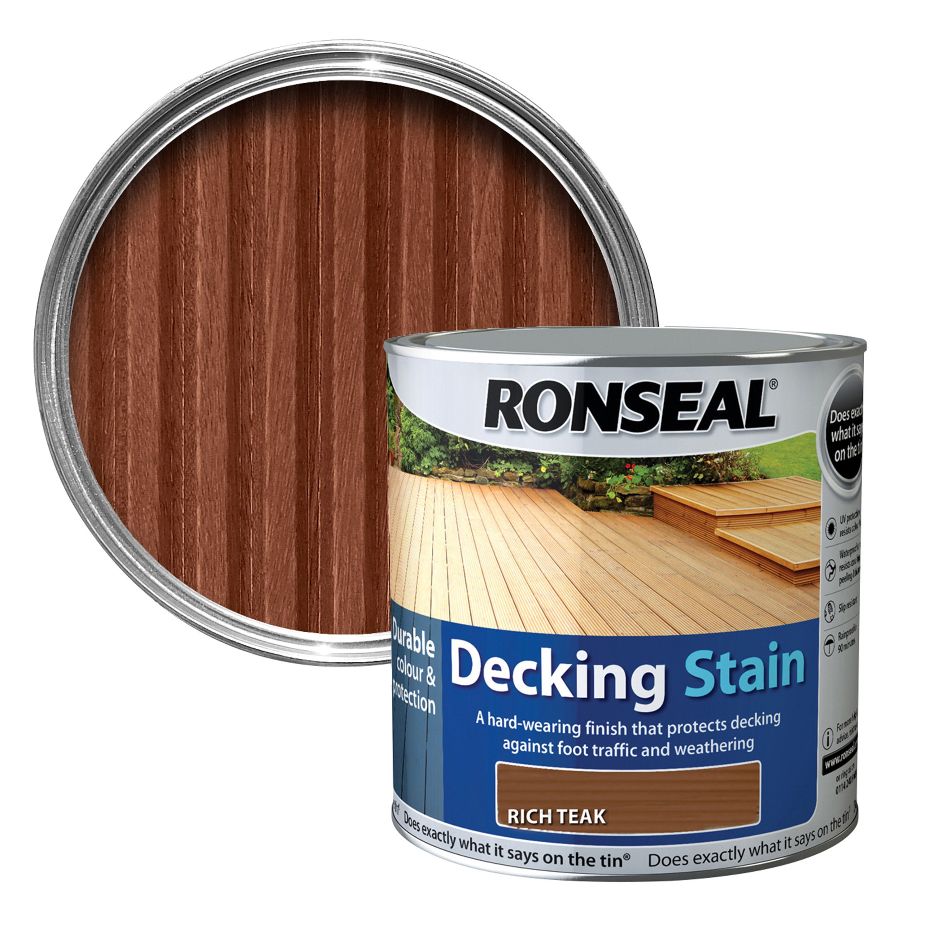 Ronseal Rich teak Matt Decking Wood stain, 2.5L Departments DIY at B&Q