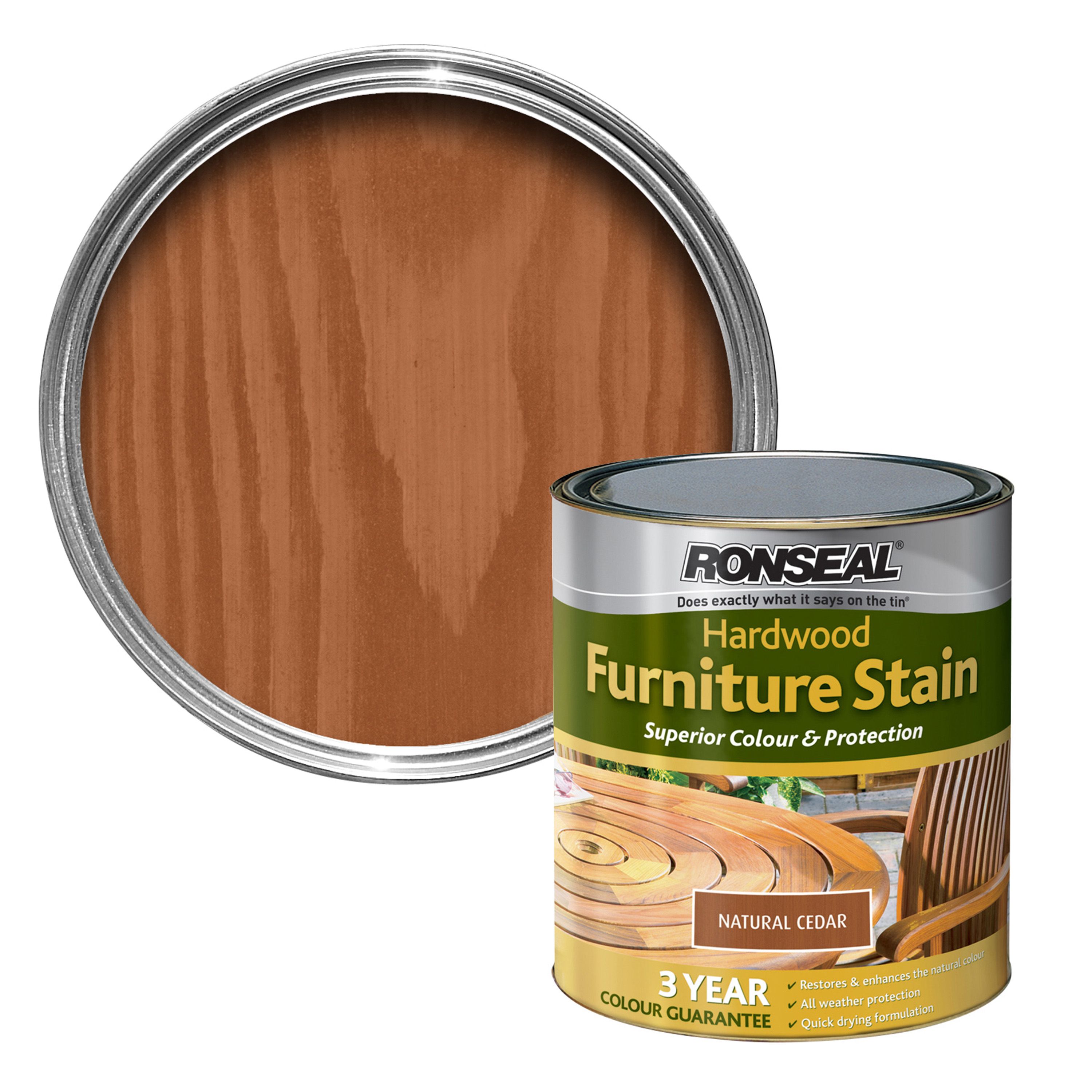 Ronseal Hardwood Natural cedar Furniture Wood stain, 0.75L 
