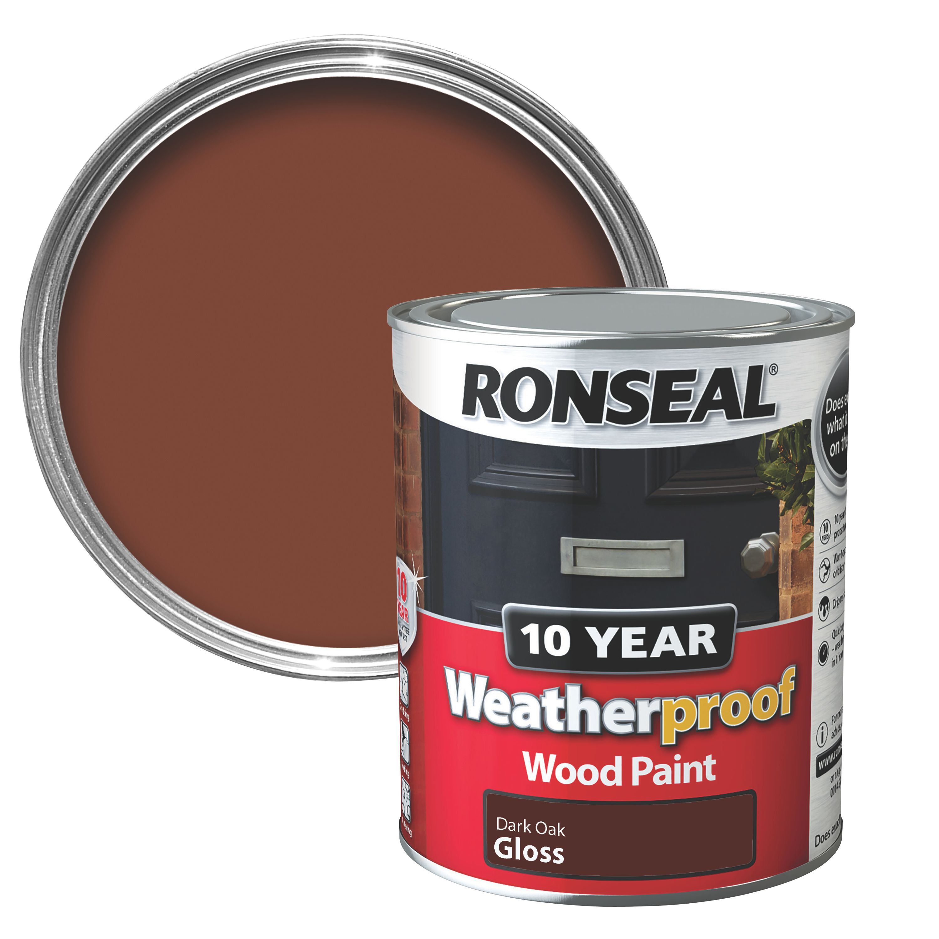 Ronseal Exterior Dark Oak Gloss Wood Paint 0.75L ...