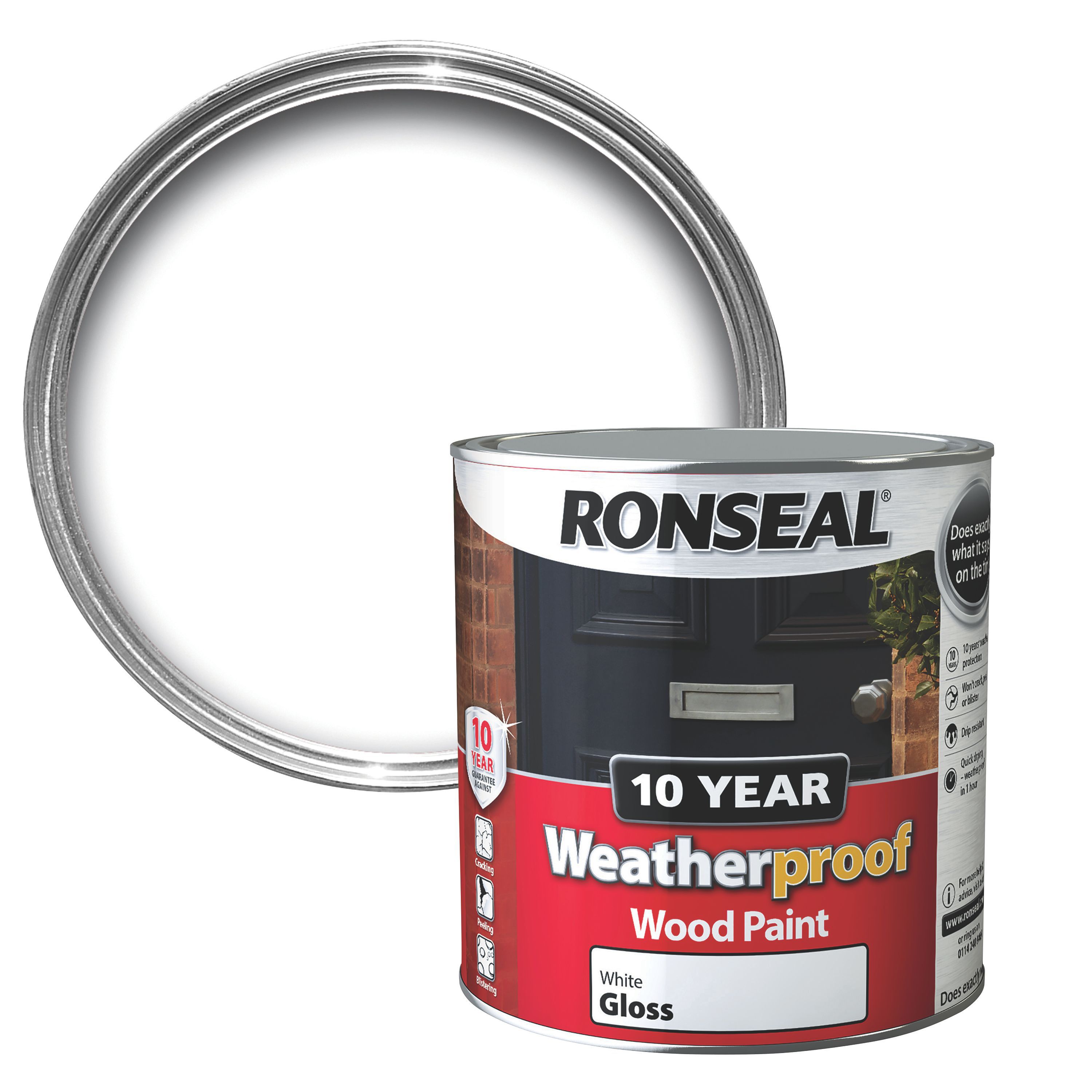 Ronseal Exterior Pure brilliant white Gloss Wood paint 2.5L