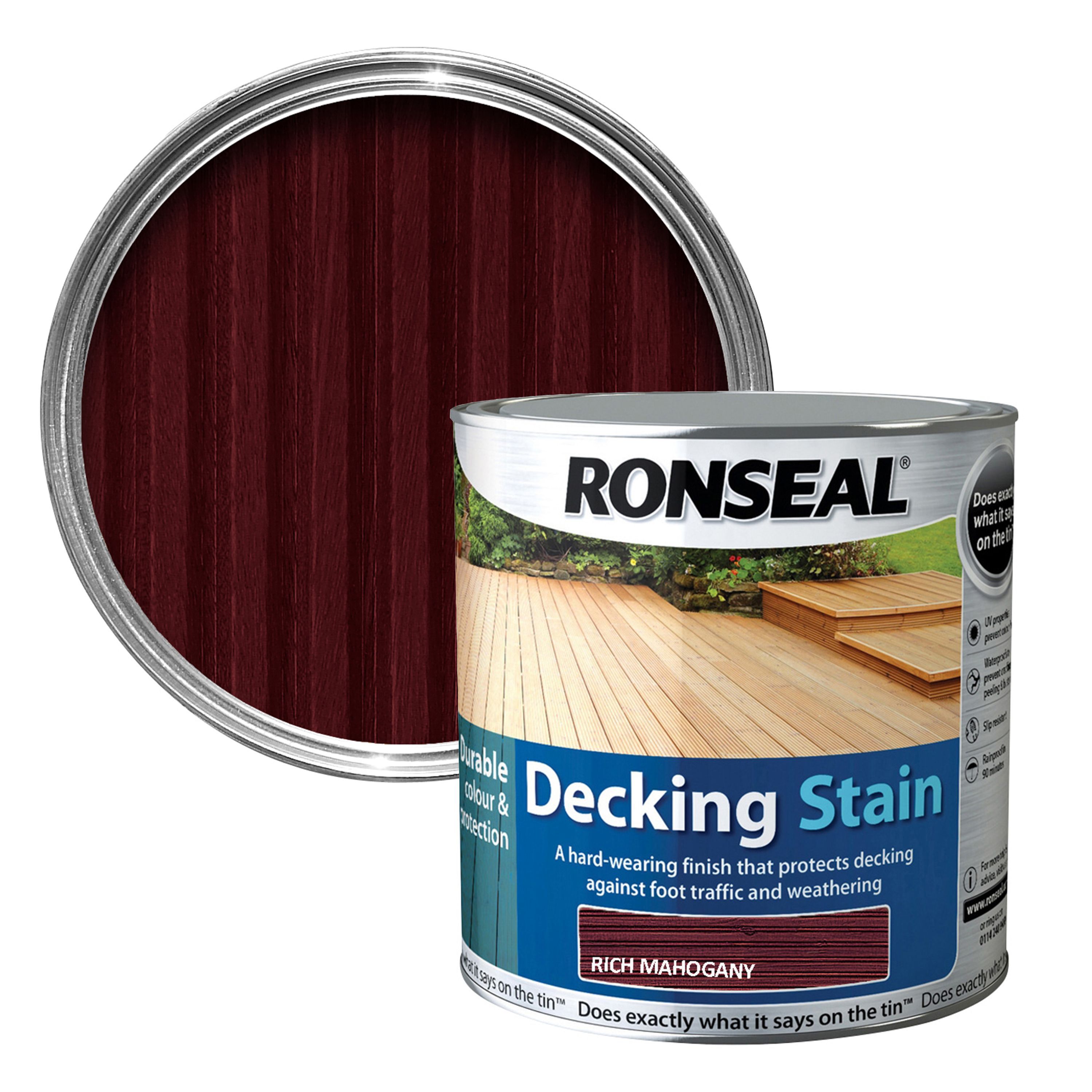 Ronseal Rich Mahogany Matt Decking Wood Stain 5l Departments