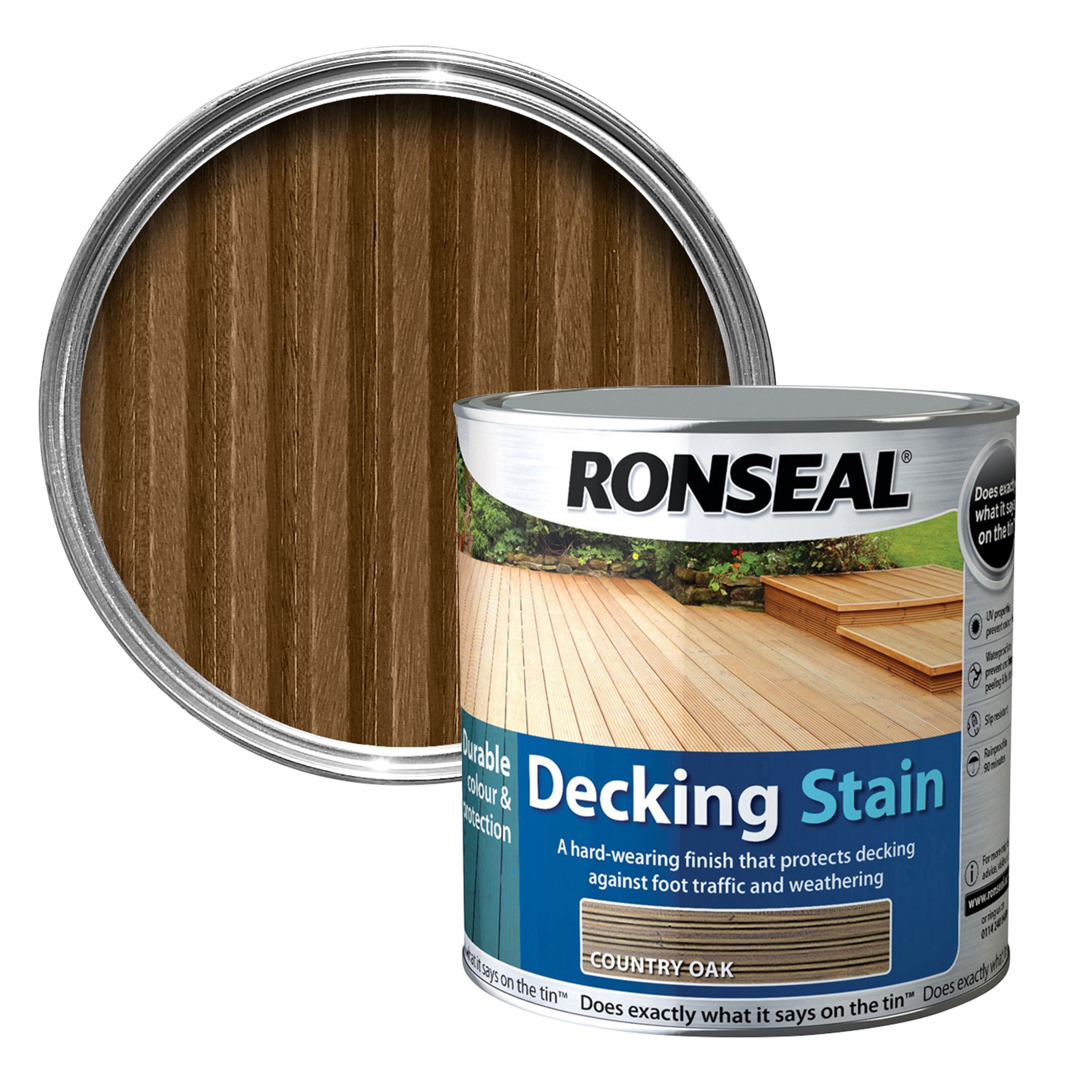 Ronseal Country oak Matt Decking Wood stain, 5L
