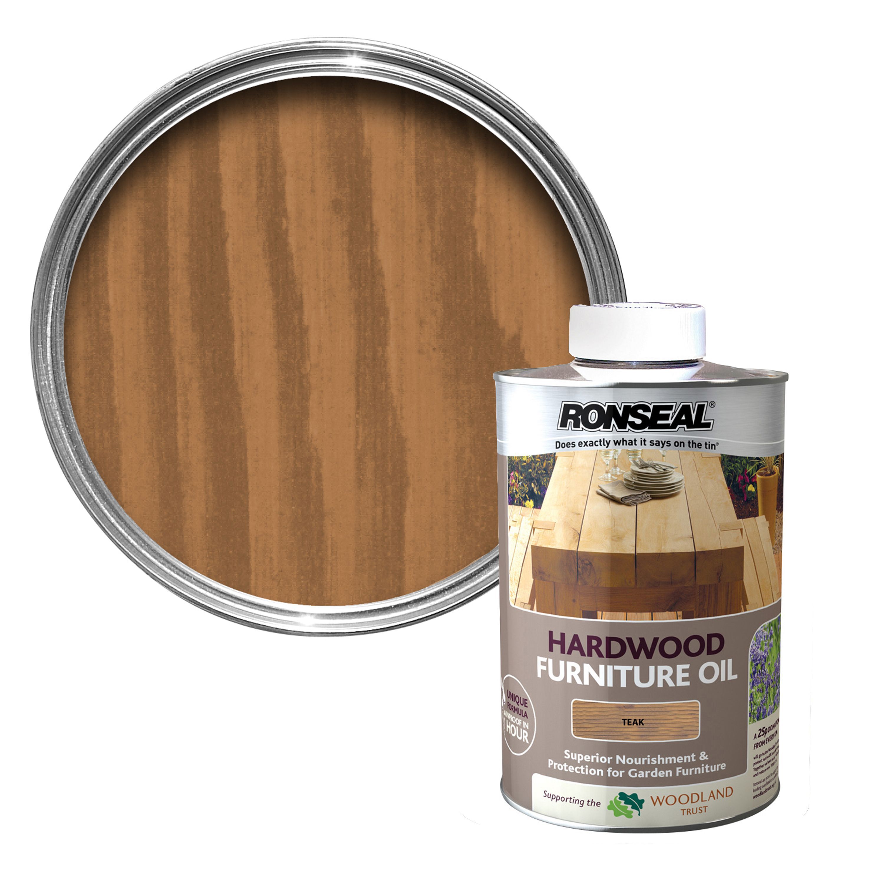 Ronseal Woodland Trust Teak Light Tinted Finish Hardwood Garden