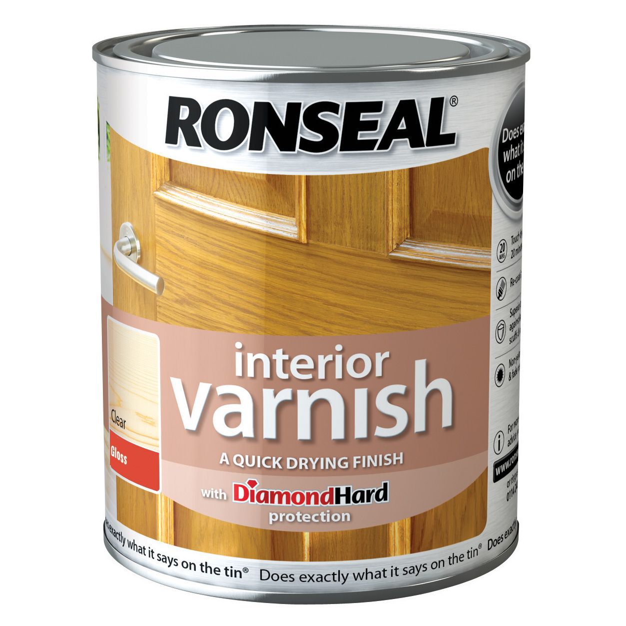 Ronseal Diamond hard Clear Gloss Wood varnish, 0.75L Departments