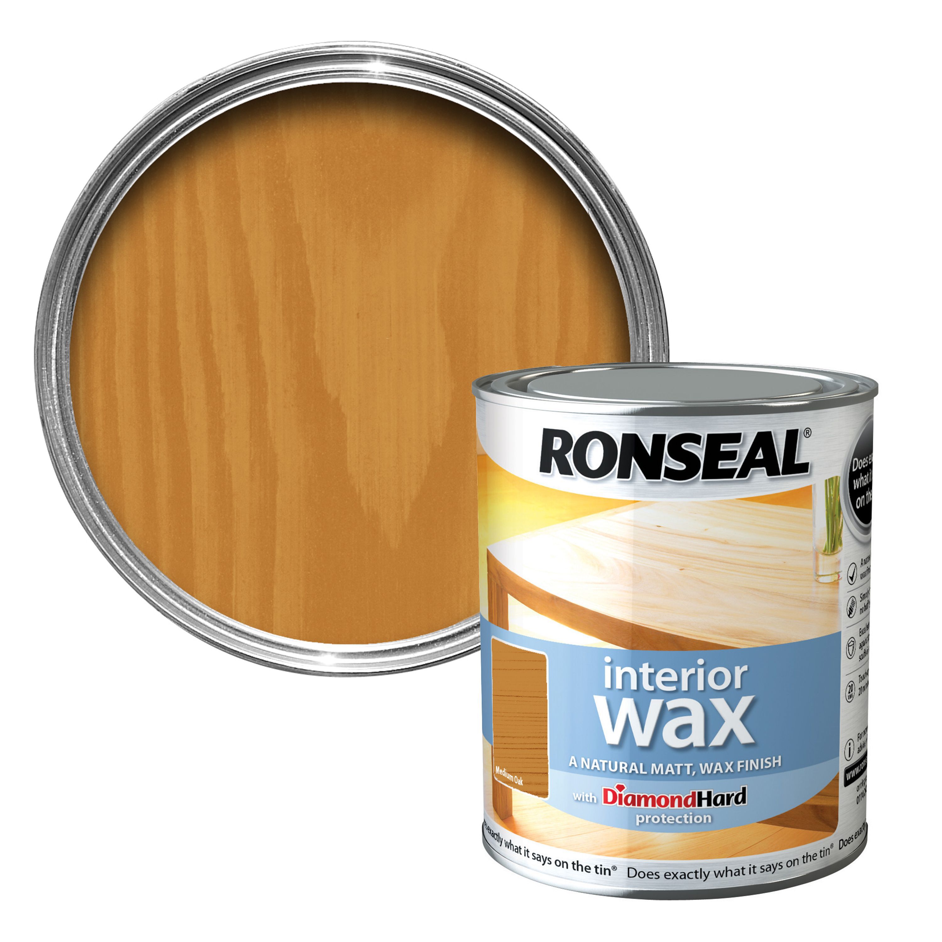 Ronseal Interior diamond hard Medium oak Matt Wood wax 0.75L