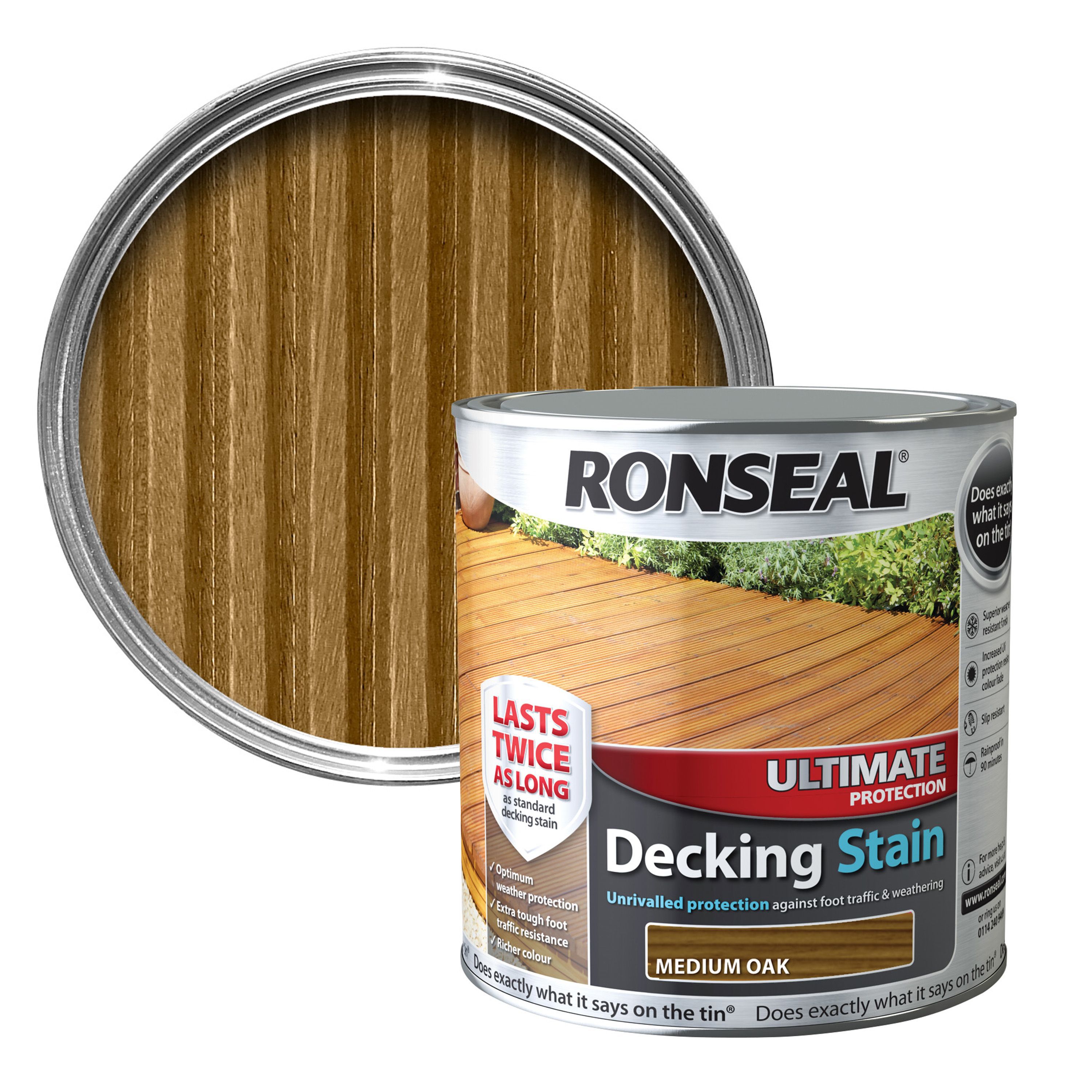 Ronseal Ultimate Medium oak Matt Decking Wood stain, 2.5L | Departments 