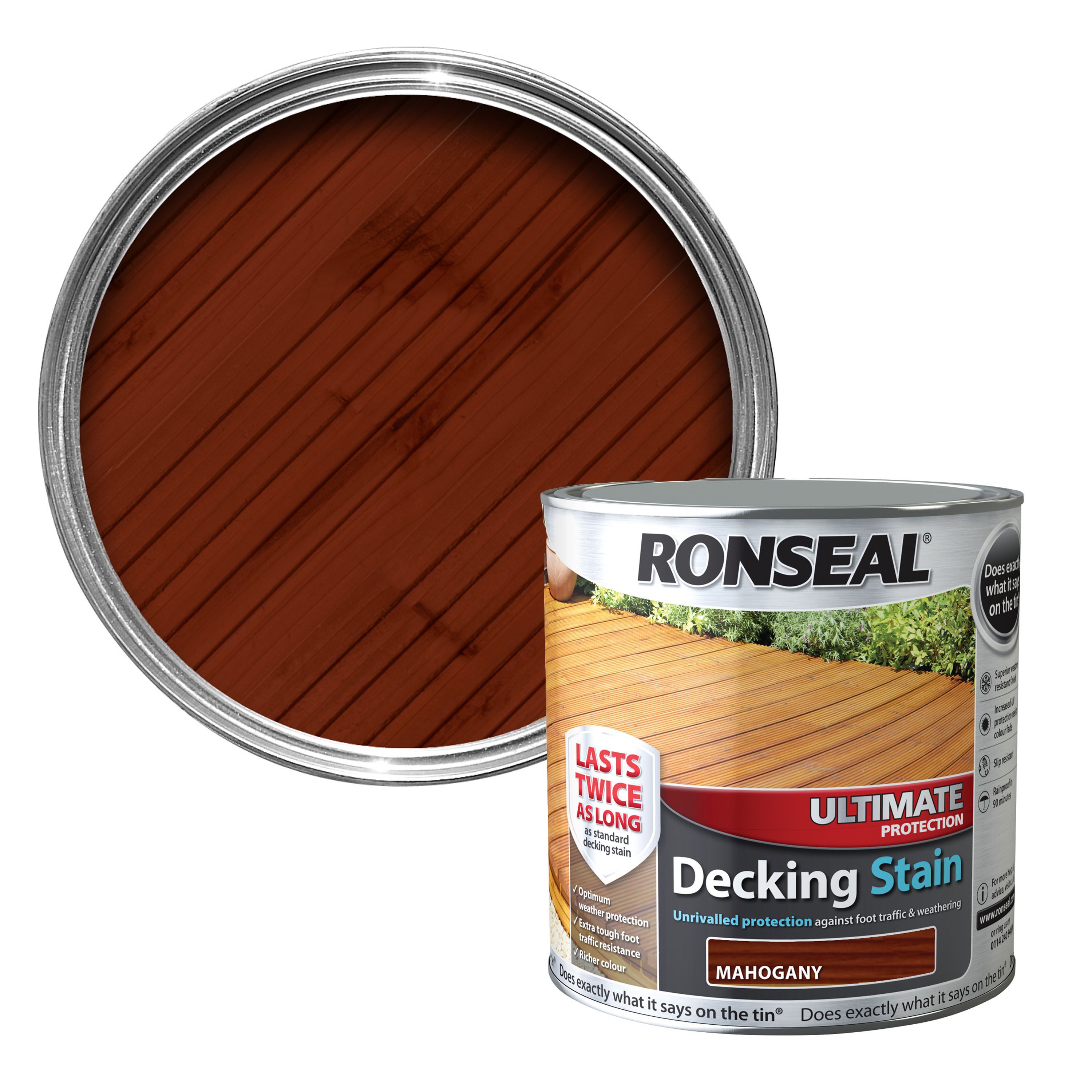 Ronseal Ultimate Mahogany Matt Decking Wood stain, 2.5L Departments