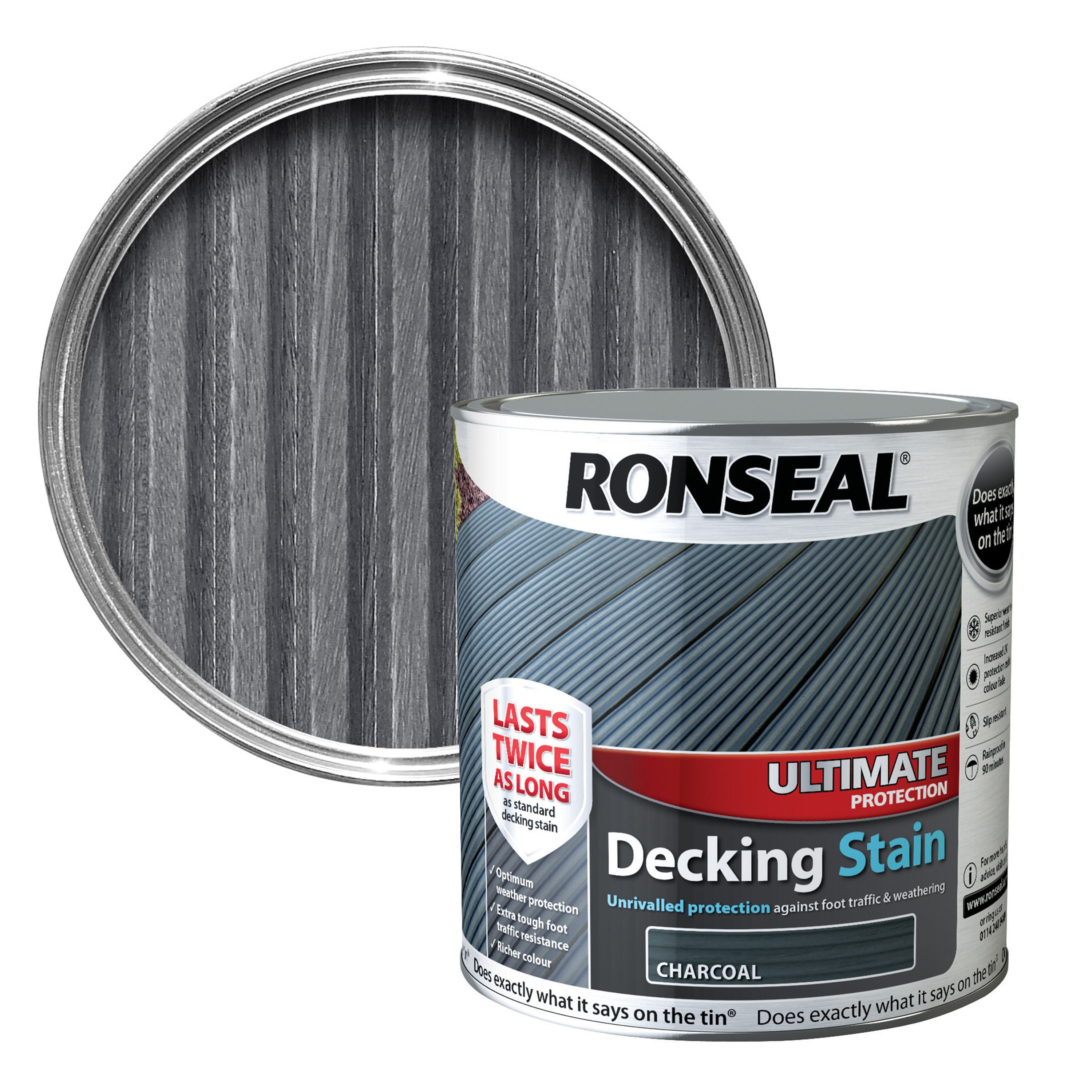 Ronseal Ultimate Charcoal Matt Decking Wood stain, 2.5L Departments