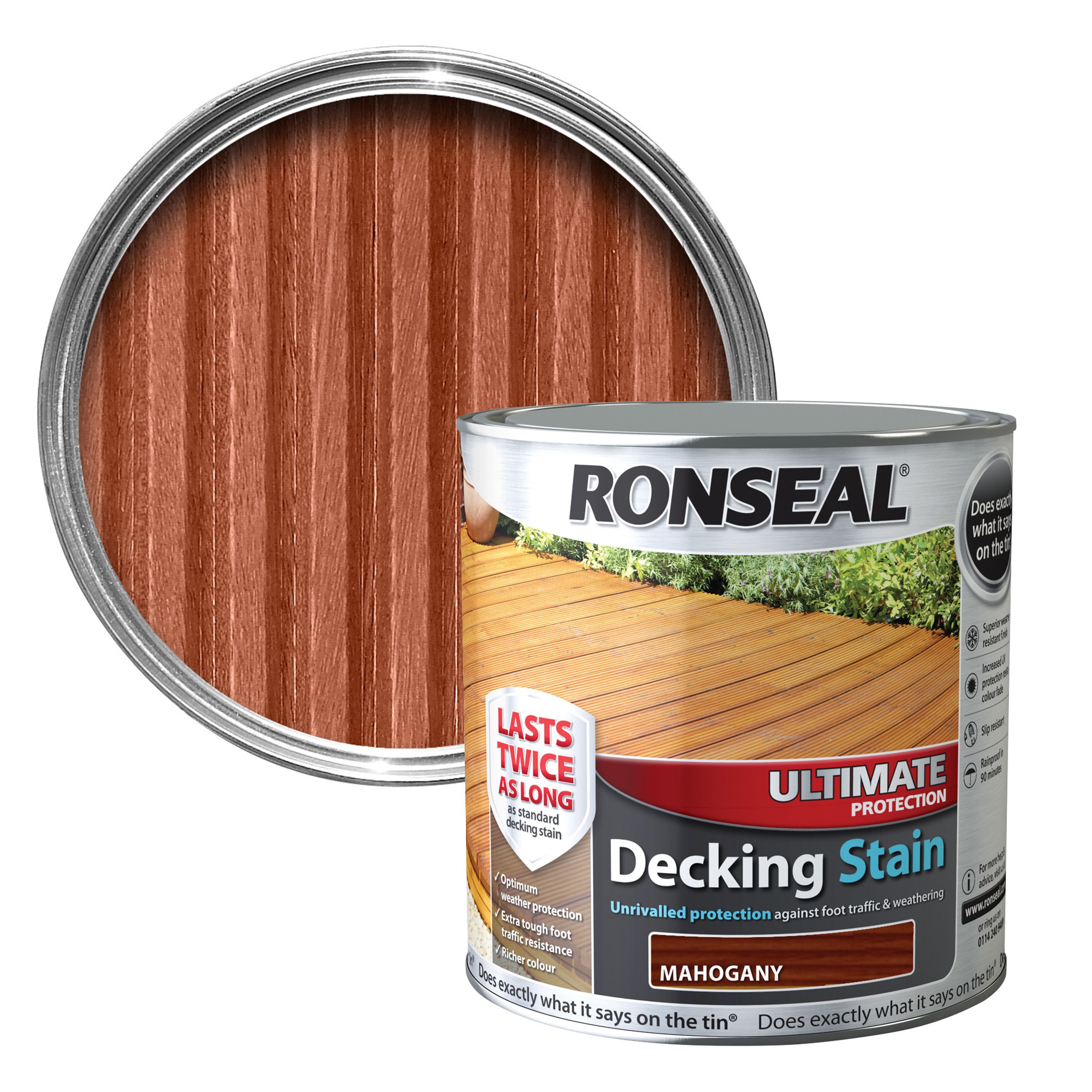 Ronseal Ultimate Mahogany Matt Decking stain 5L Departments DIY at B&Q
