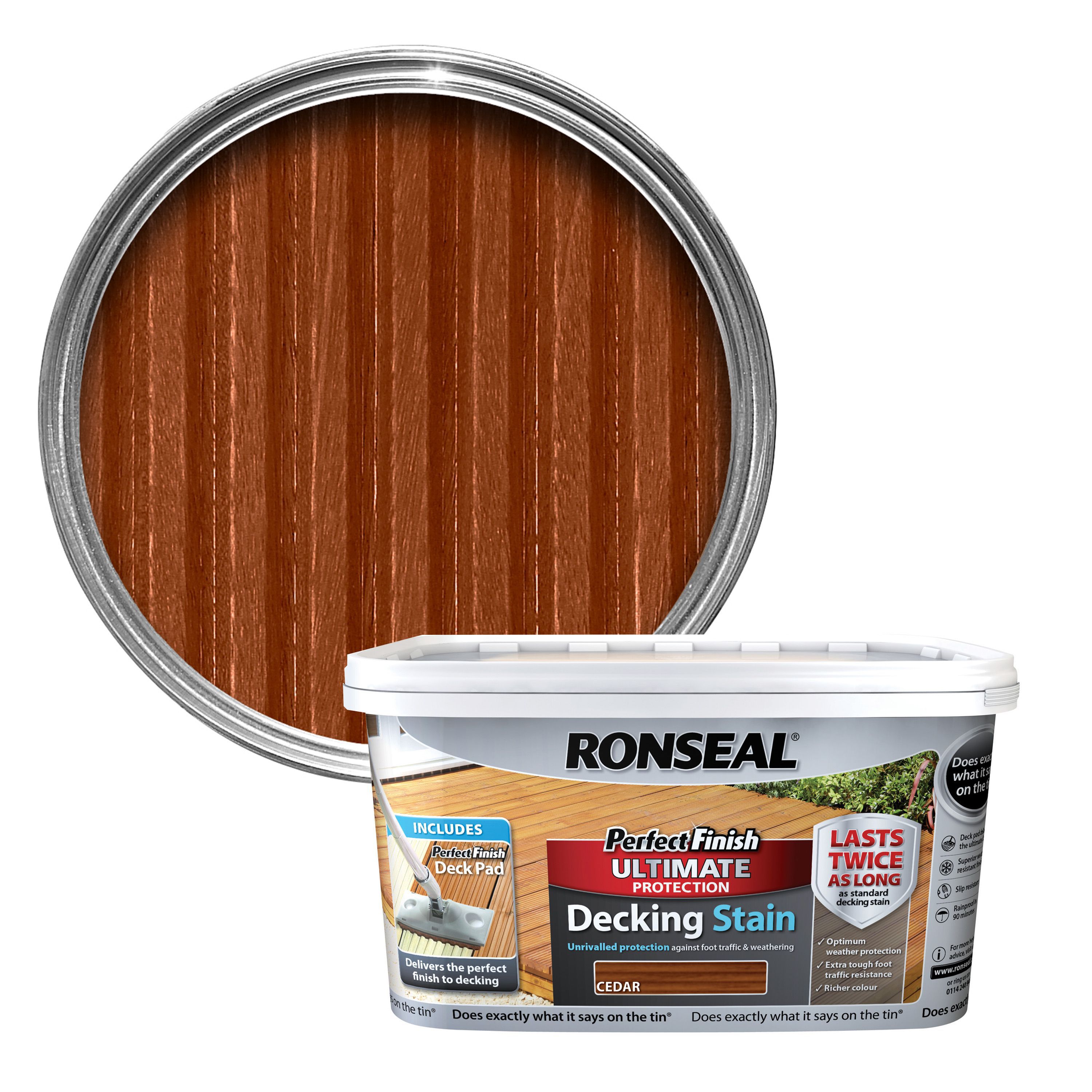 Ronseal Perfect finish Cedar Decking Wood stain, 2.5L Departments