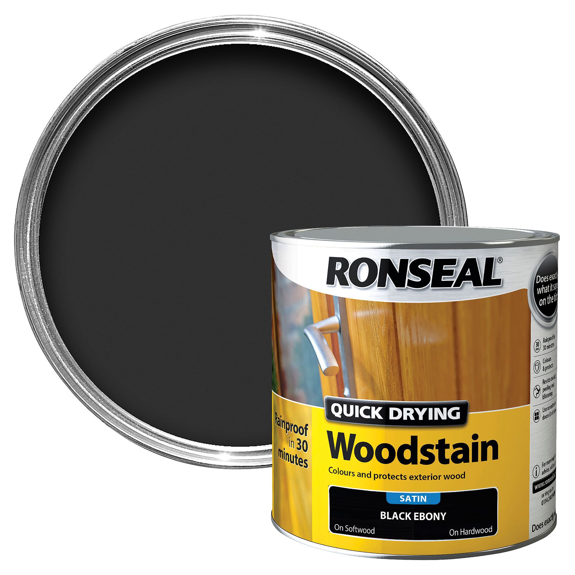 Ronseal Ebony Satin Woodstain 2.5L Departments DIY at B&Q