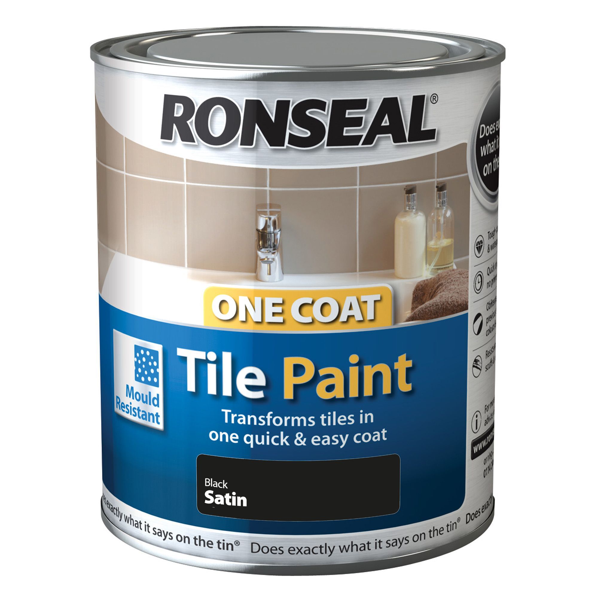 Ronseal Tile paints Black High gloss Tile paint0.75L | Departments ...