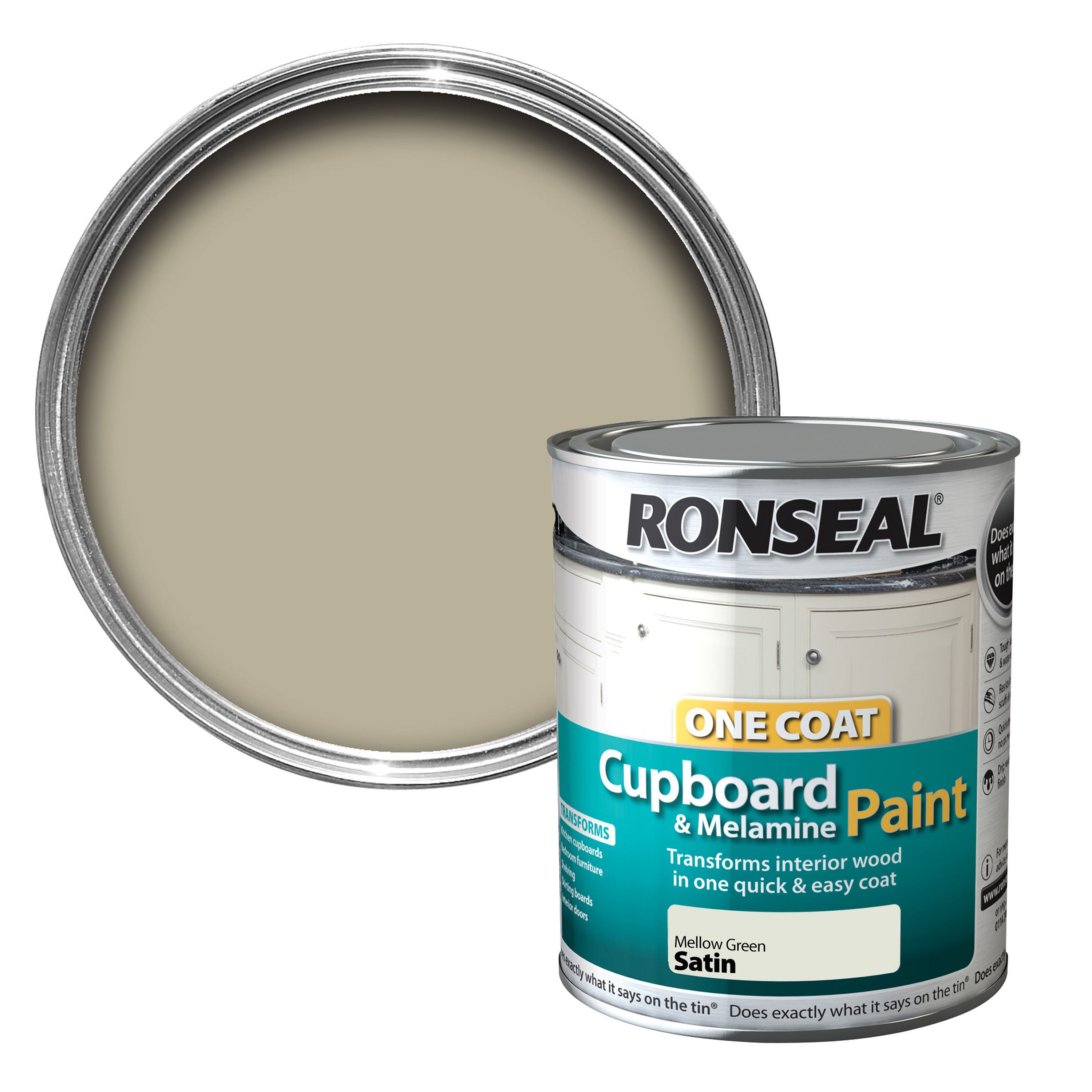 Ronseal Mellow green Satin Cupboard paint 750 ml | Departments | DIY at B&Q