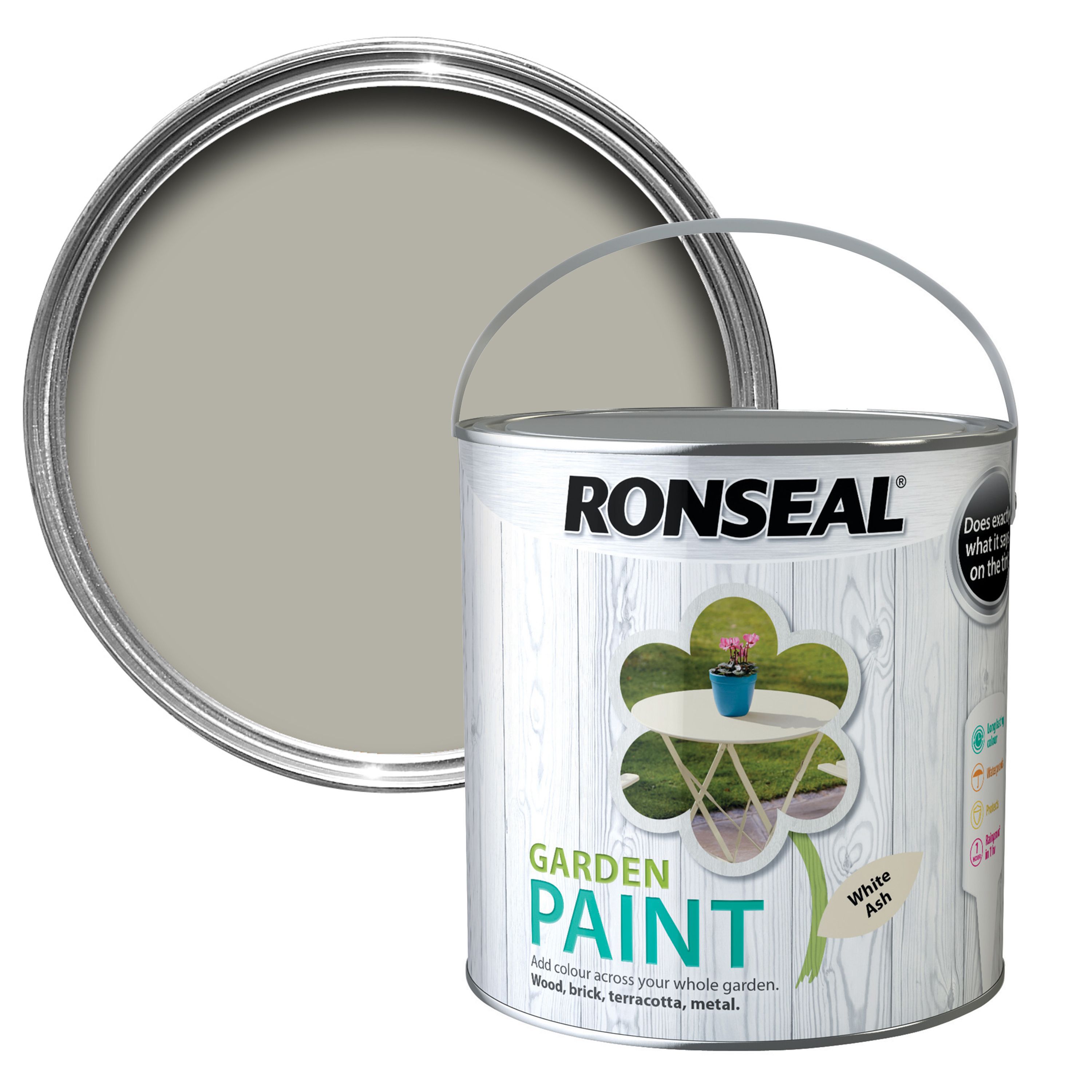 Ronseal Garden White ash Matt Metal & wood paint, 2.5L Departments